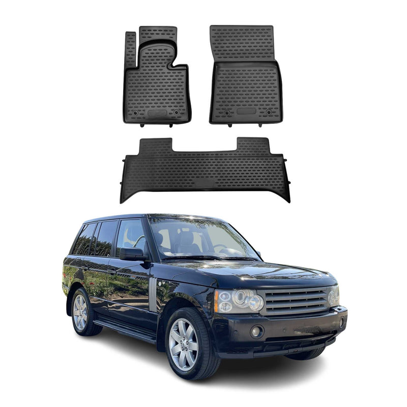 OMAC Gummimatten Fußmatten für Land Rover Range Rover 2002-2010 TPE Schwarz 3x