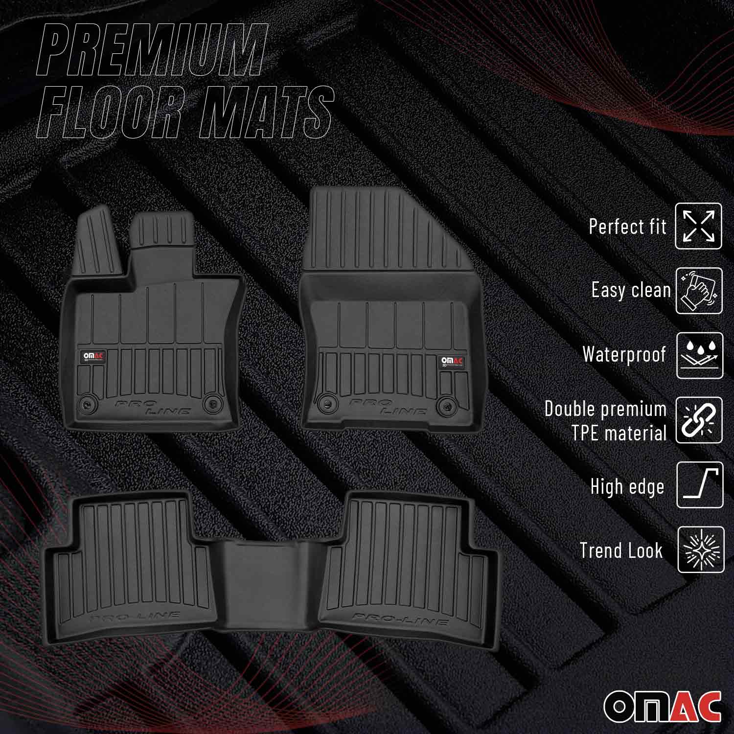 OMAC Gummi Fußmatten für Ford Mustang Coupe 2015-2023 Premium Gummi Schwarz 4tlg