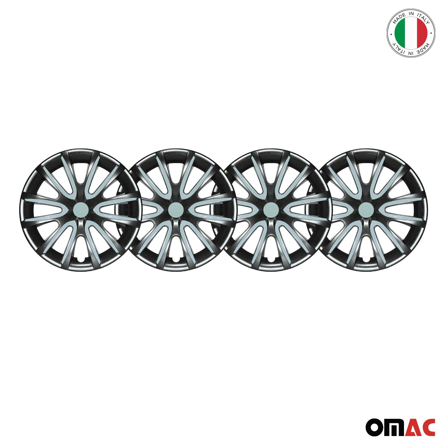 4x Radkappen Radzierblenden für 14" Zoll Stahlfelgen Matt Schwarz Hell Blau