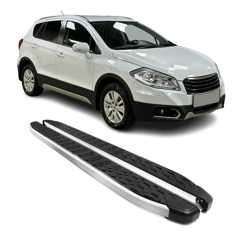 Alu Trittbretter Seitenschweller für Suzuki S-Cross 2013-2017 Schwarz Silber 2x
