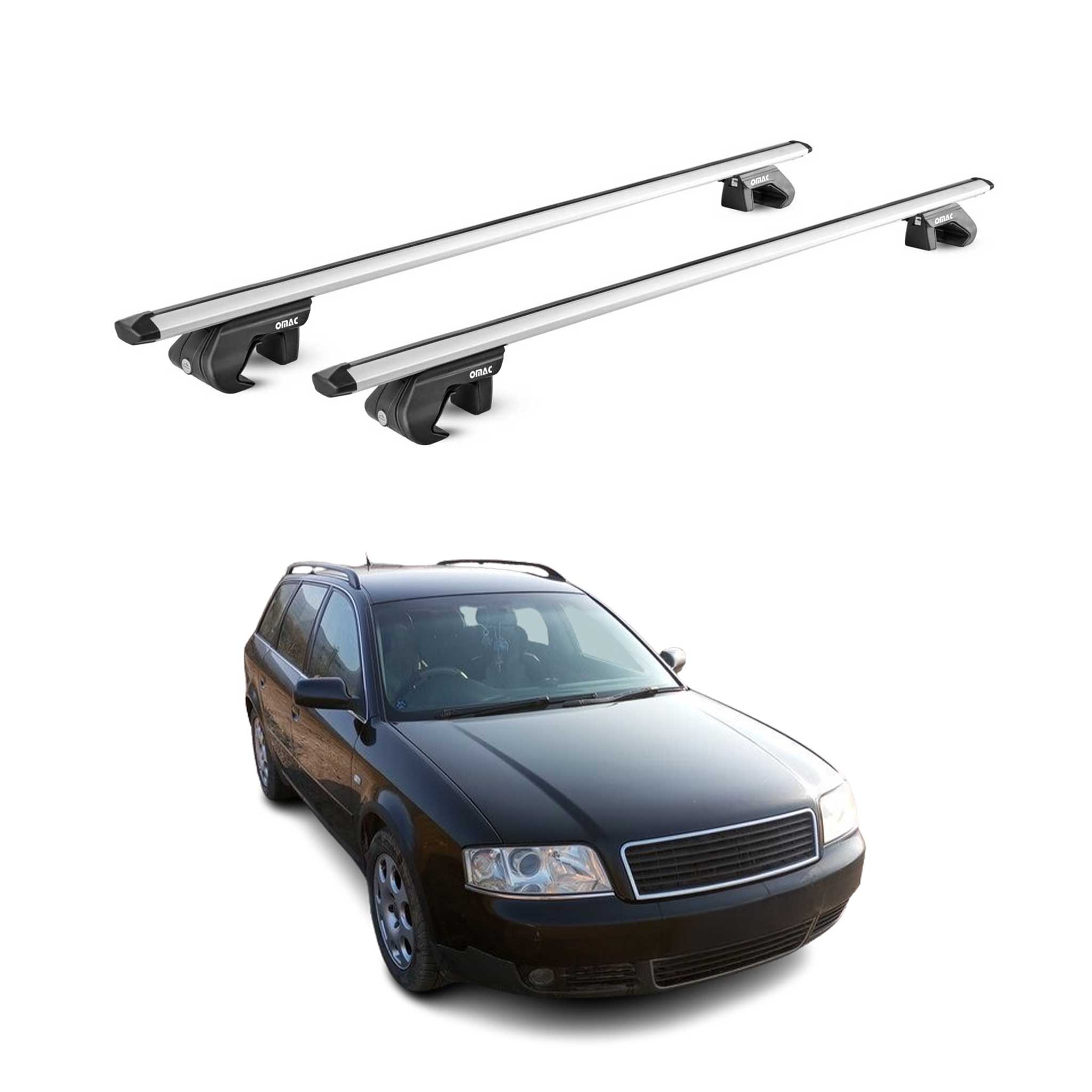 Dachträger Grundtäger für Audi A6 Allroad Avant 1994-2005 90kg Alu Silber 2x ABE
