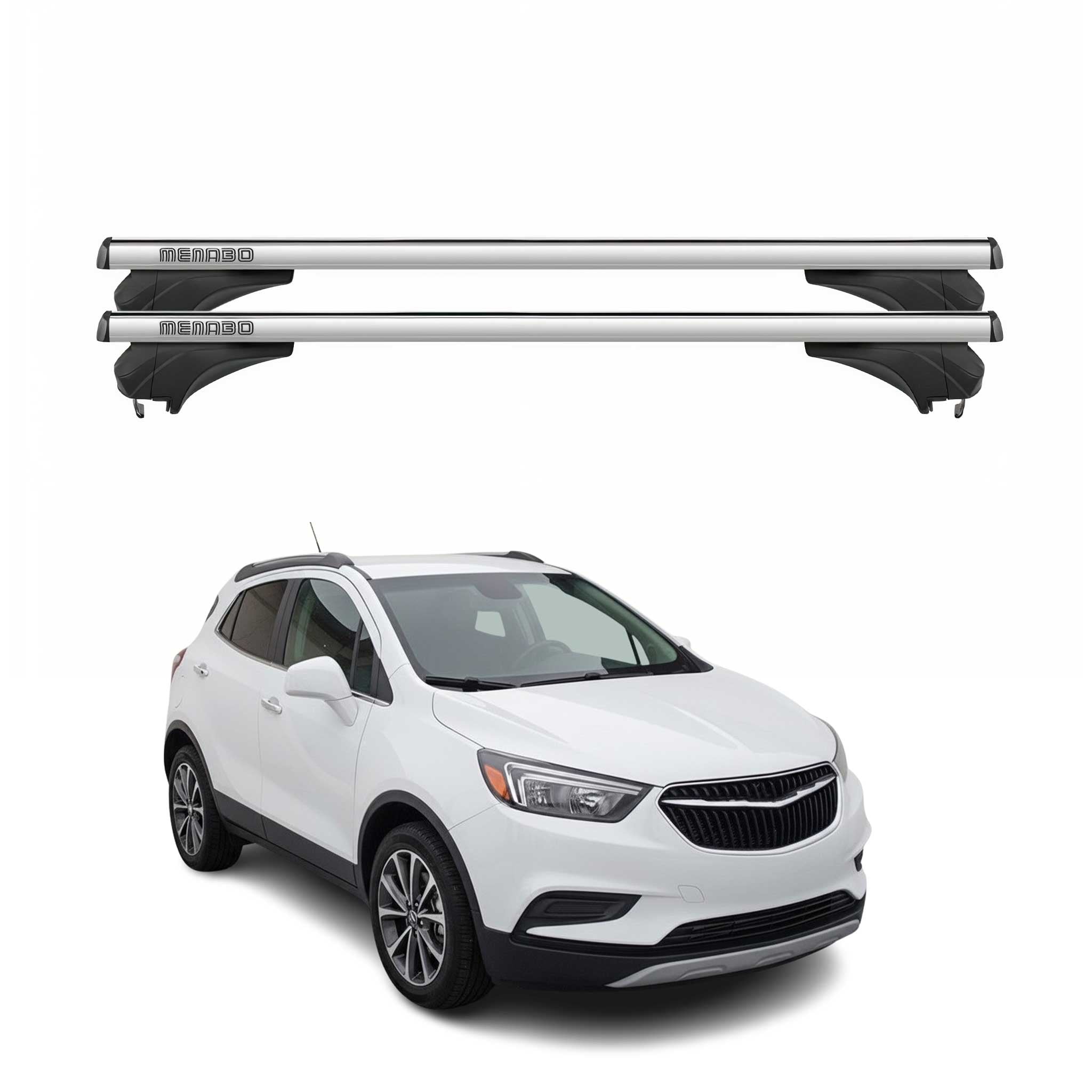 Menabo Dachträger Grundtäger für Buick Encore 2012-2022 Aluminium Silber 2 tlg