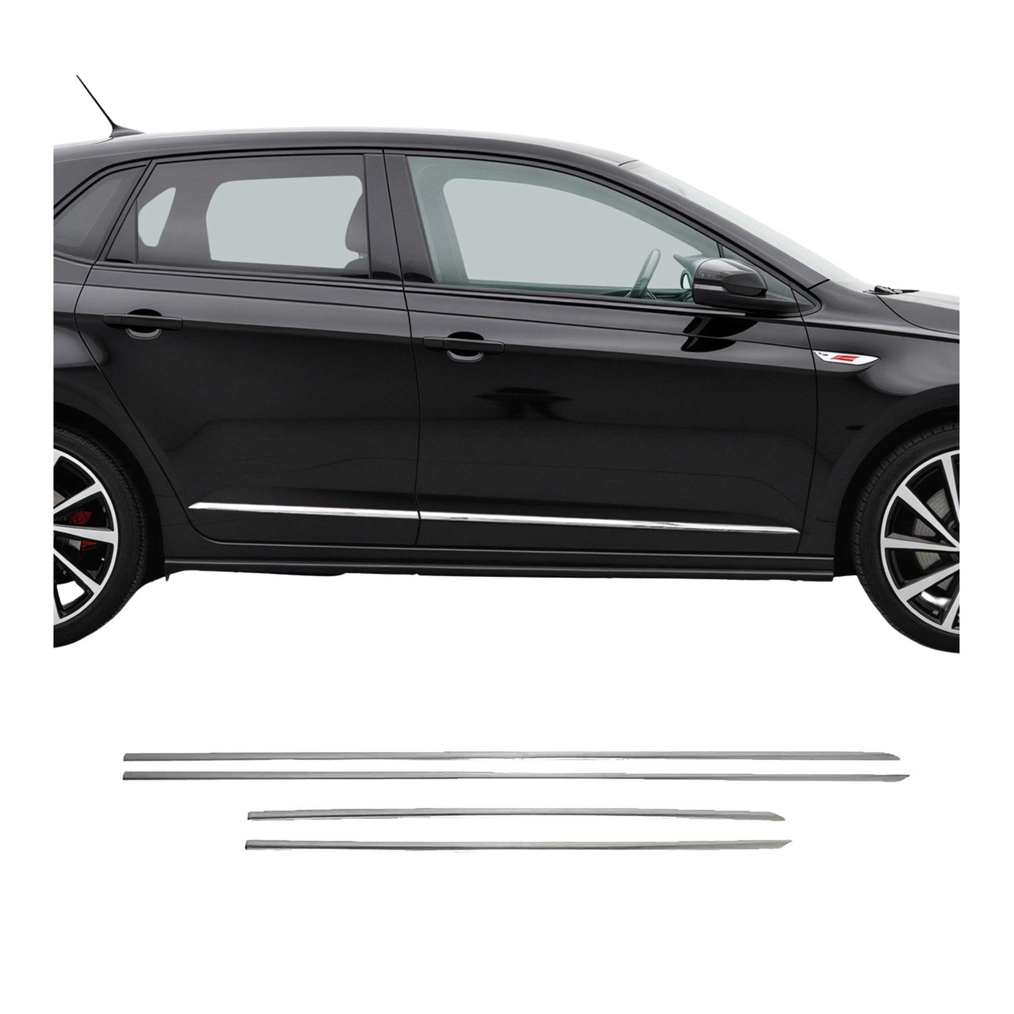 Seitentürleiste Türleisten Türschutzleisten für VW Polo 2017-2021 Edelstahl 4x