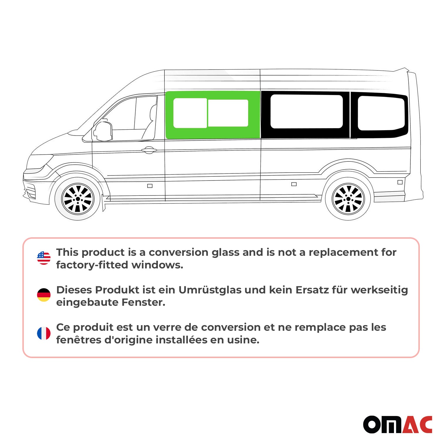 Seitenfenster Schiebefenster für VW Crafter 2017-2025 Sicherheitsglas Links L2