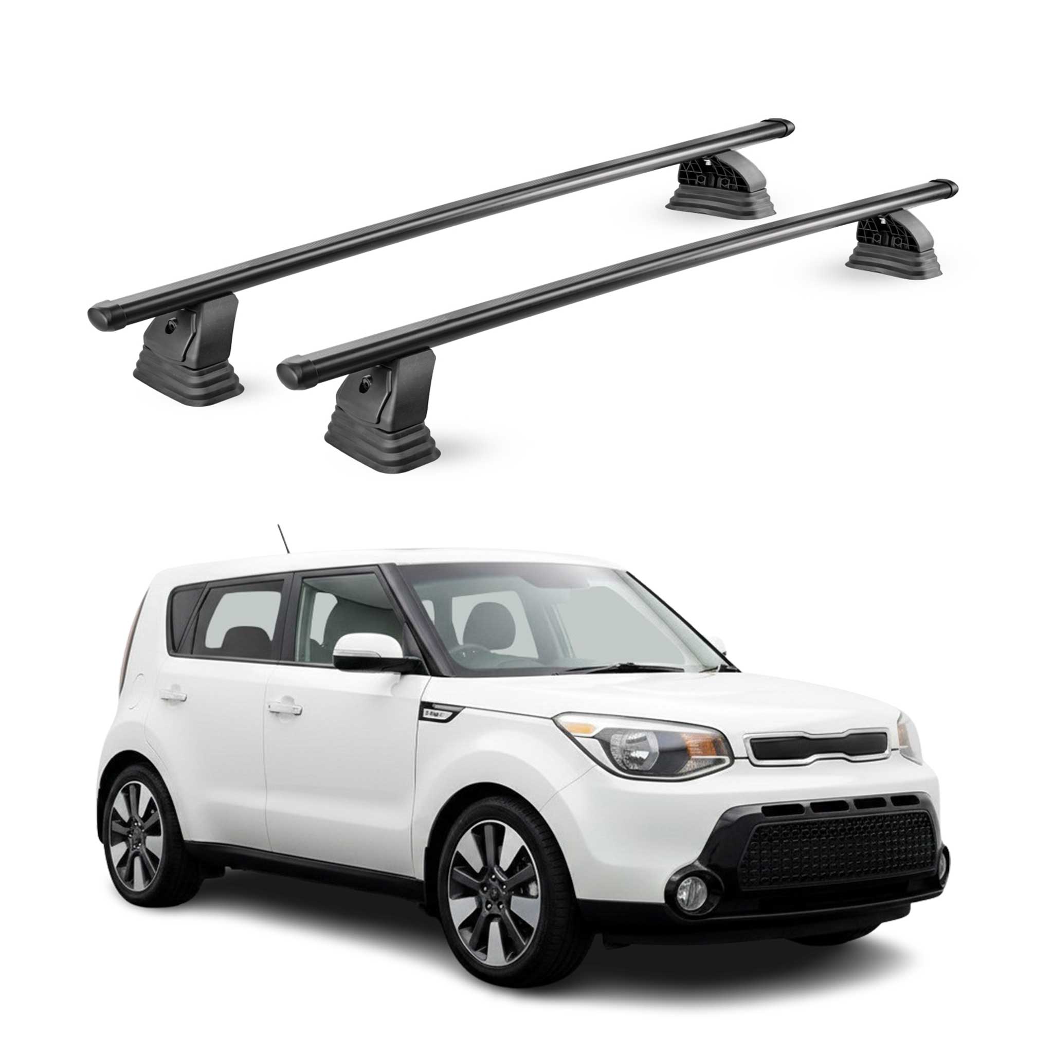 Stahl Dachträger für Kia Soul II 2014-2019 TÜV Abschließbar 75 kg 2tlg Schwarz