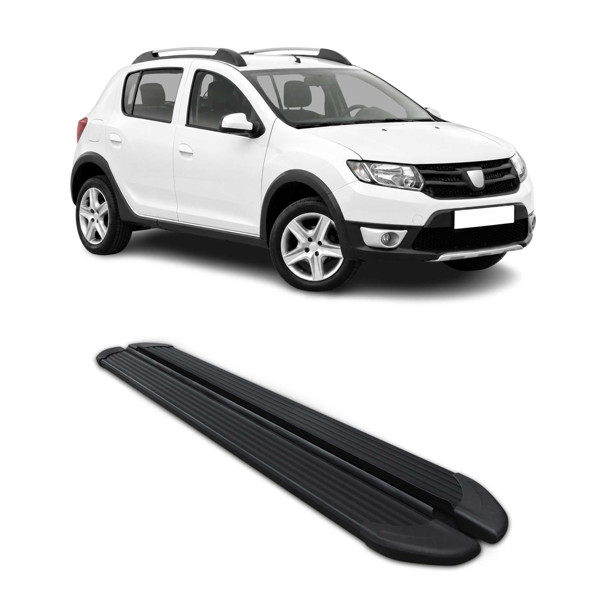 Trittbretter Schweller für Dacia Sandero Stepway 2013-2020 Aluminium Schwarz