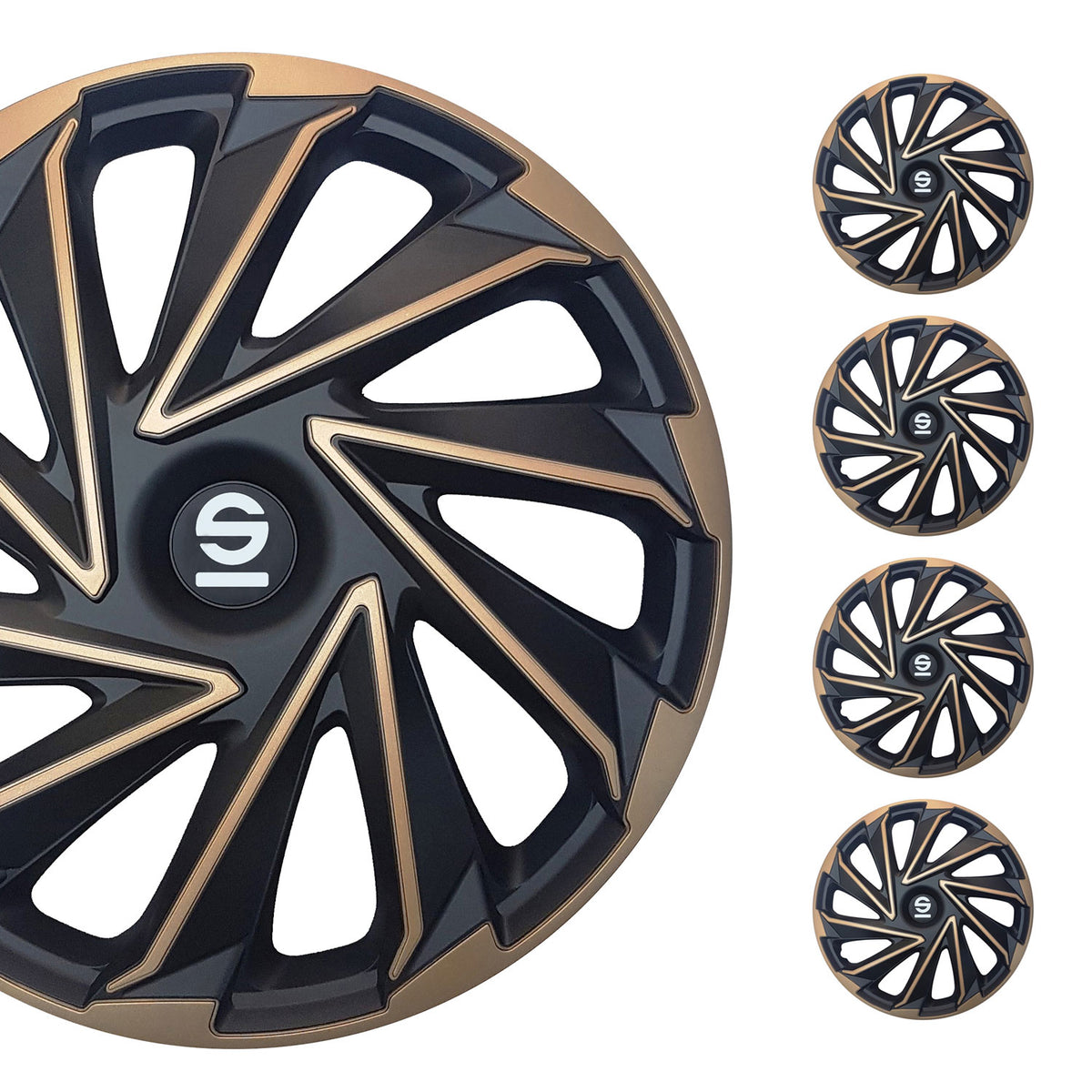 Hubcaps Wheel Trims Sparco Varese 15" Inch Cover Set Gold Black 4x
