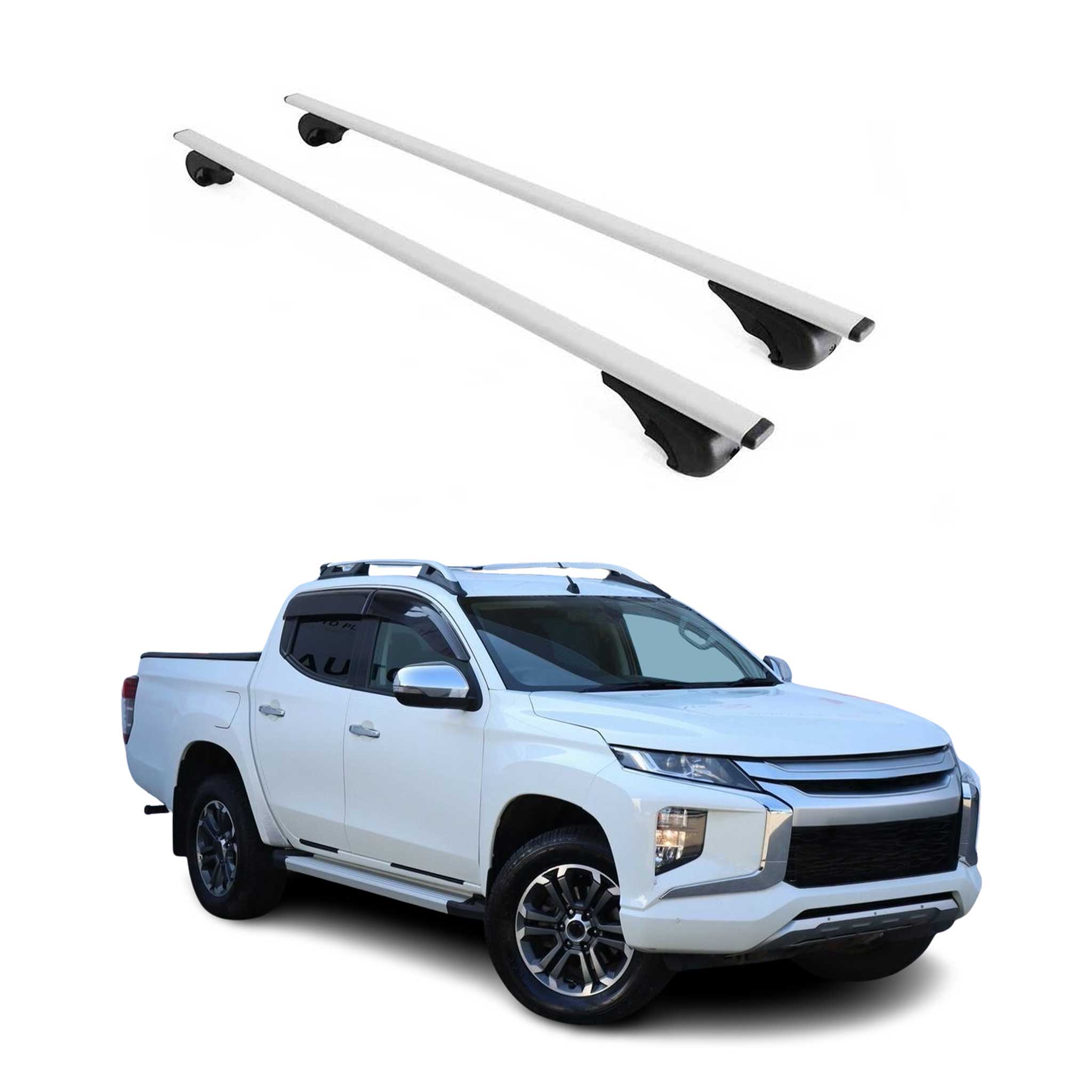 Dachträger Grundtäger für Mitsubishi L200 2015-2023 75kg Metall Silber 2 tlg