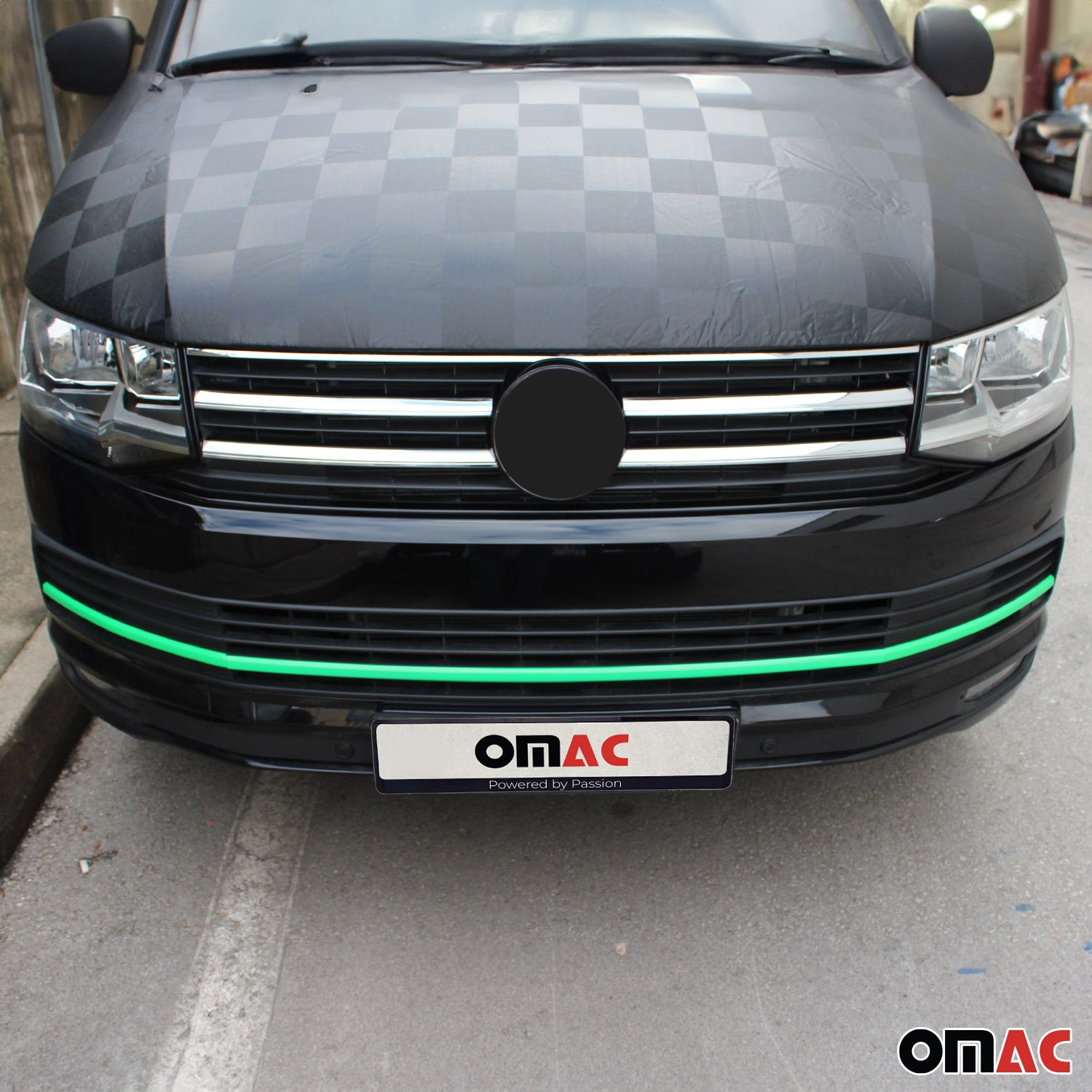 Kühlergrill Leiste Grillleisten für VW T6 2015-2019 Highline Edelstahl Grün 3tlg
