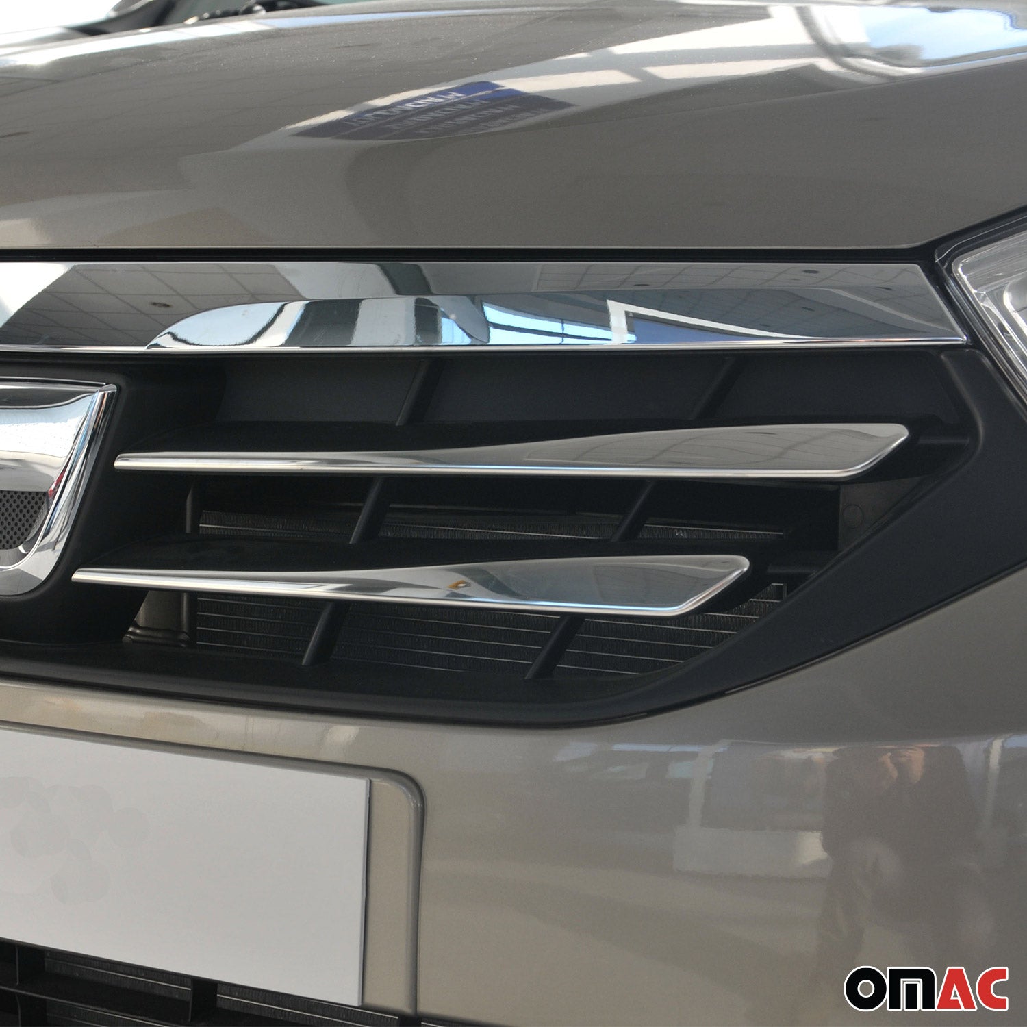Kühlergrill Leisten Grillleisten für Dacia Dokker Express 2012-2021 Chrom Silber