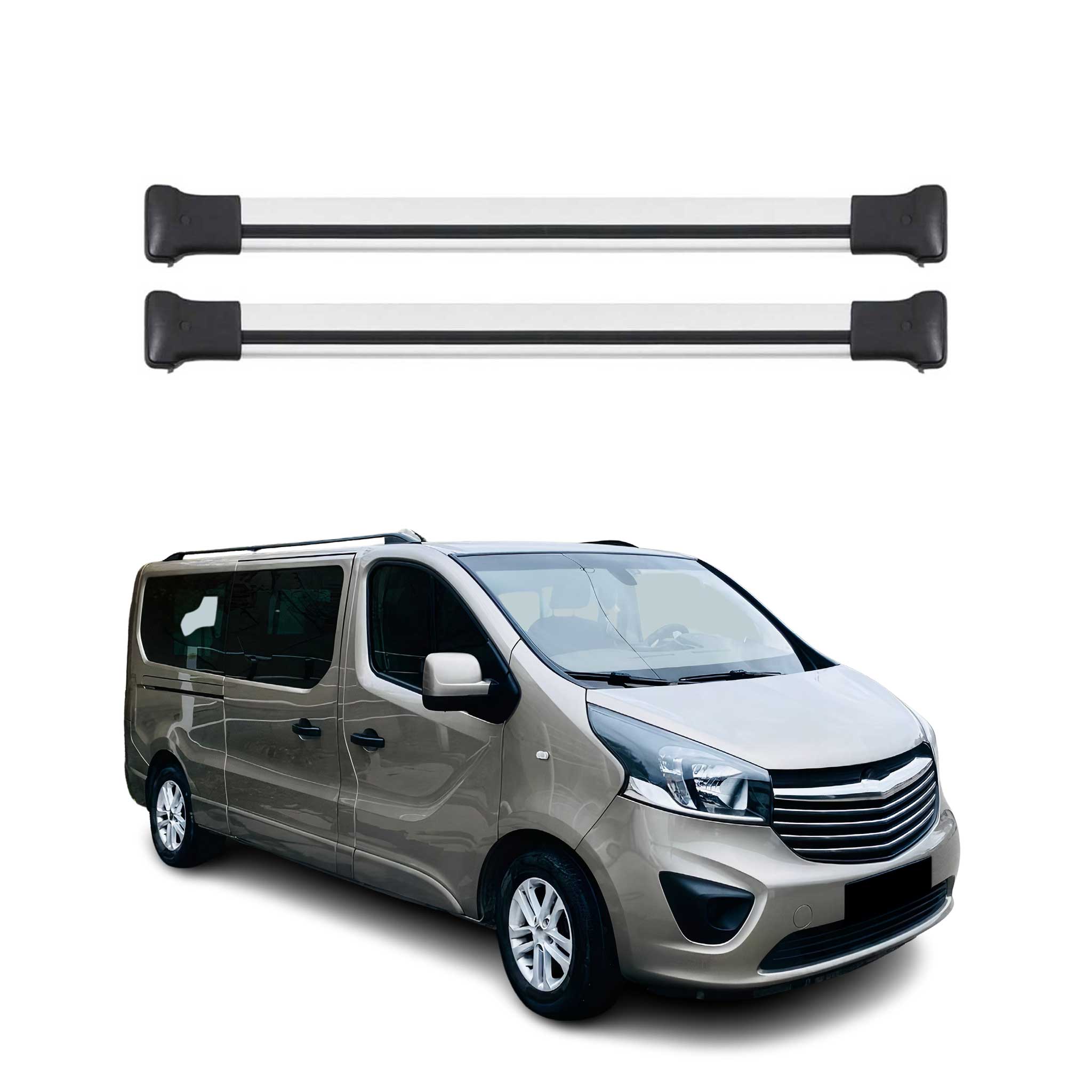 Dachträger Grundtäger für Opel Vivaro A 2014-2019 75kg Aluminium Silber 2 tlg