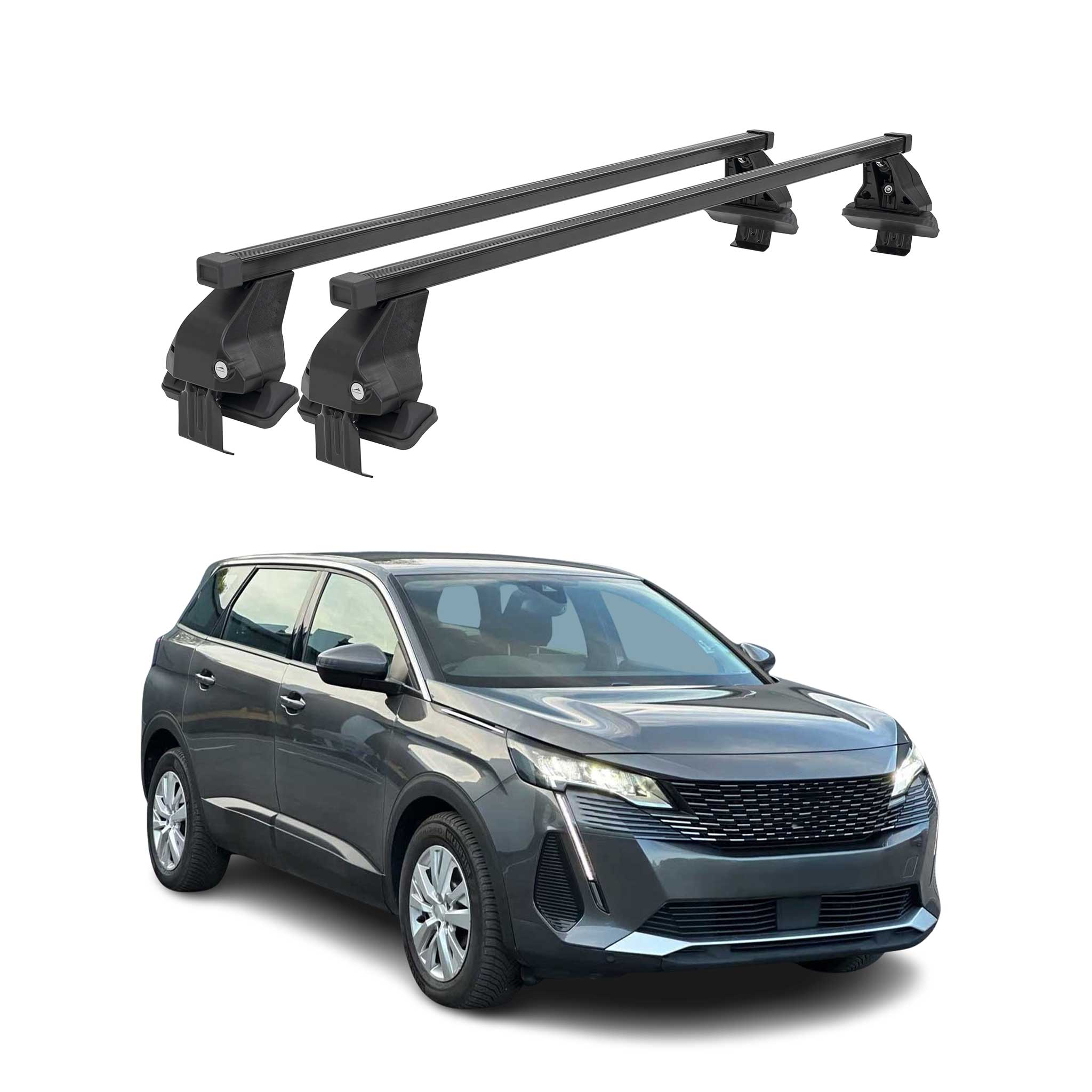 Menabo Dachträger Grundträger für Peugeot 5008 II 2020-2024 FL Stahl Schwarz 2x
