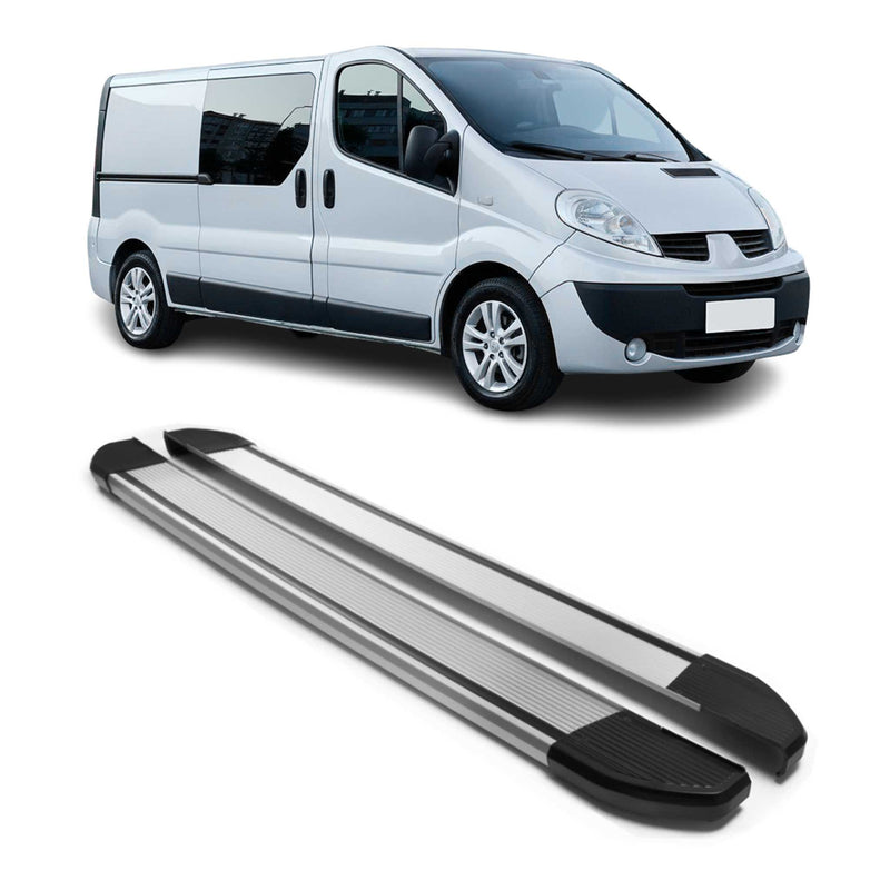 Alu Seitenschweller Trittbretter für Opel Vivaro 2001-2014 L2 Langer Silber 2tlg