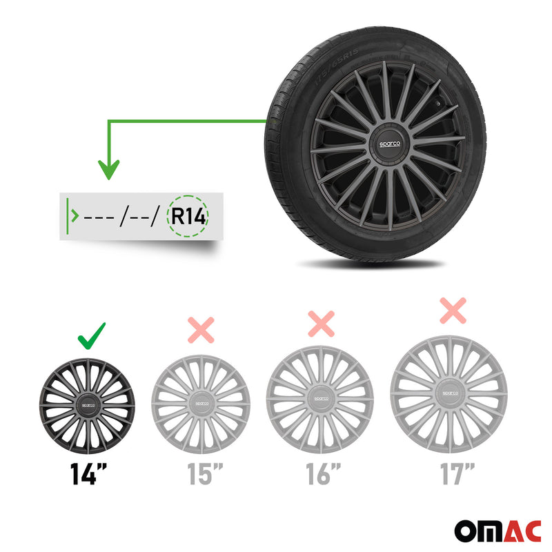 Sparco Radkappen 14 Zoll Treviso Schwarz Grau 4tlg