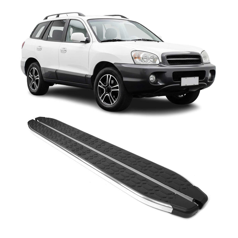 Trittbretter Seitenschweller für Hyundai Santa Fe 2000-2006 Stahl Schwarz Grau