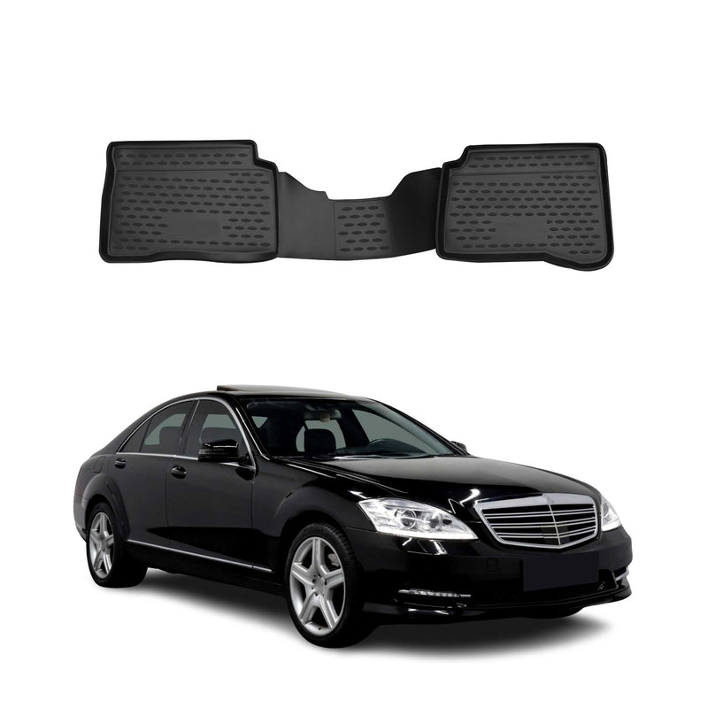 OMAC Gummimatten Fußmatten für Mercedes S Klasse W221 2006-2013 TPE Schwarz 2x