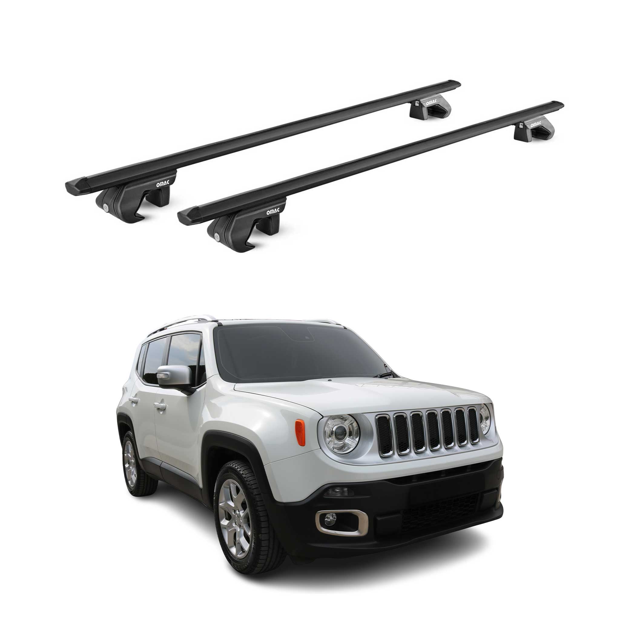 Dachträger Grundtäger für Jeep Renegade 2015-2025 90kg Alu Schwarz 2 tlg ABE