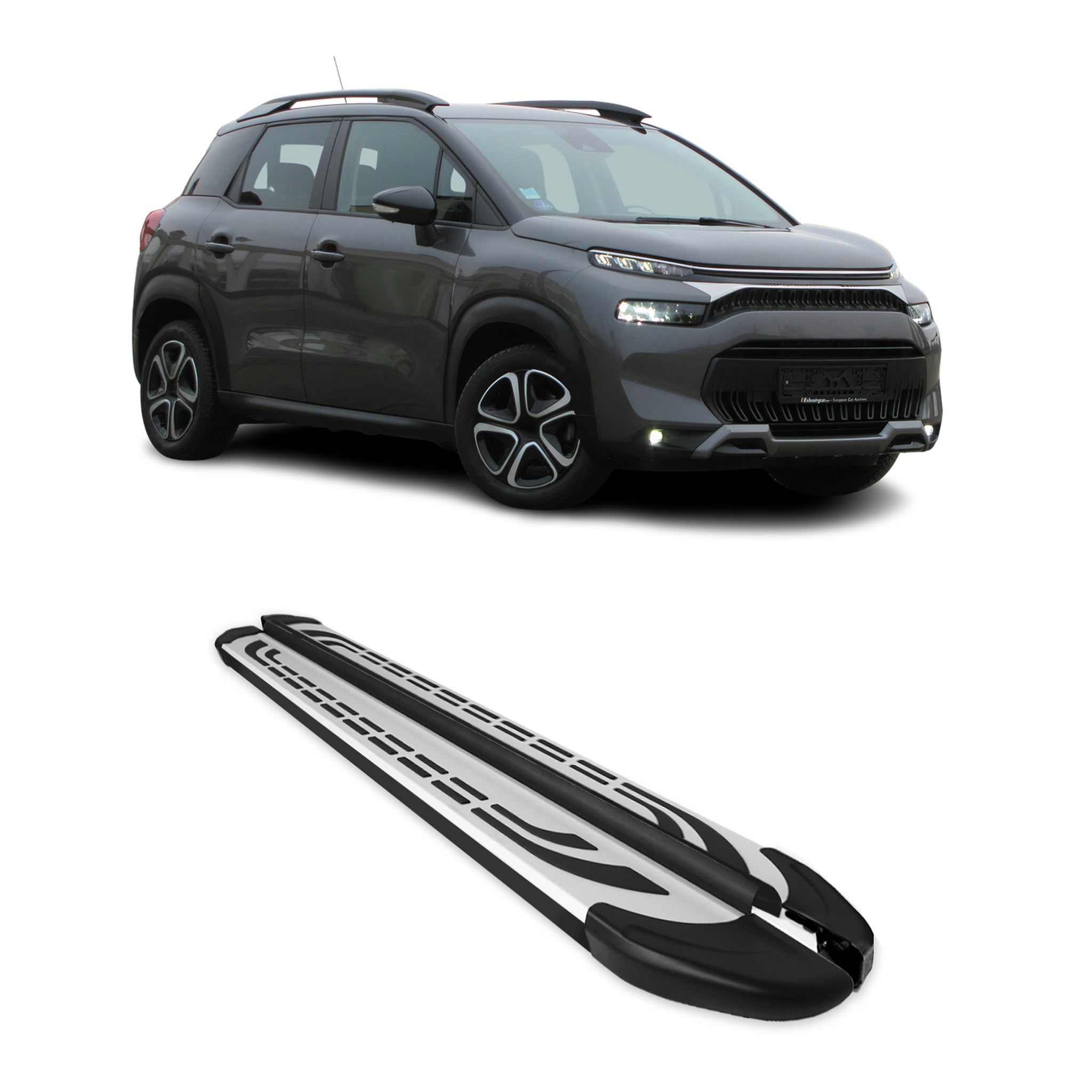 Trittbretter Seitenschweller für Citroen C3 Aircross 2017-2024 Schwarz Alu