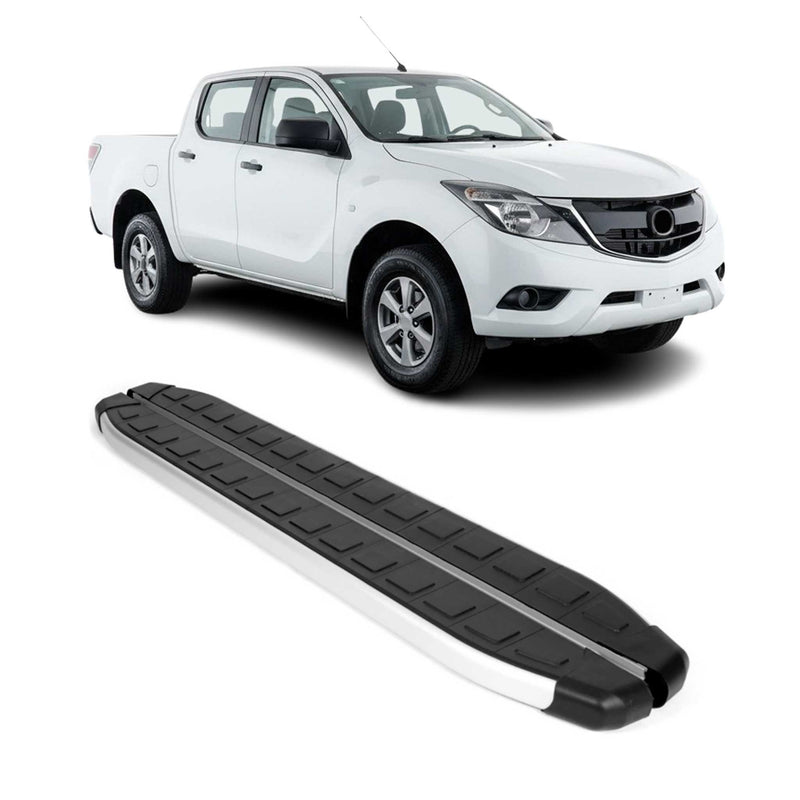 Seitenschweller Trittbretter für Mazda BT-50 DoubleCab 2012-2020 Alu Schwarz