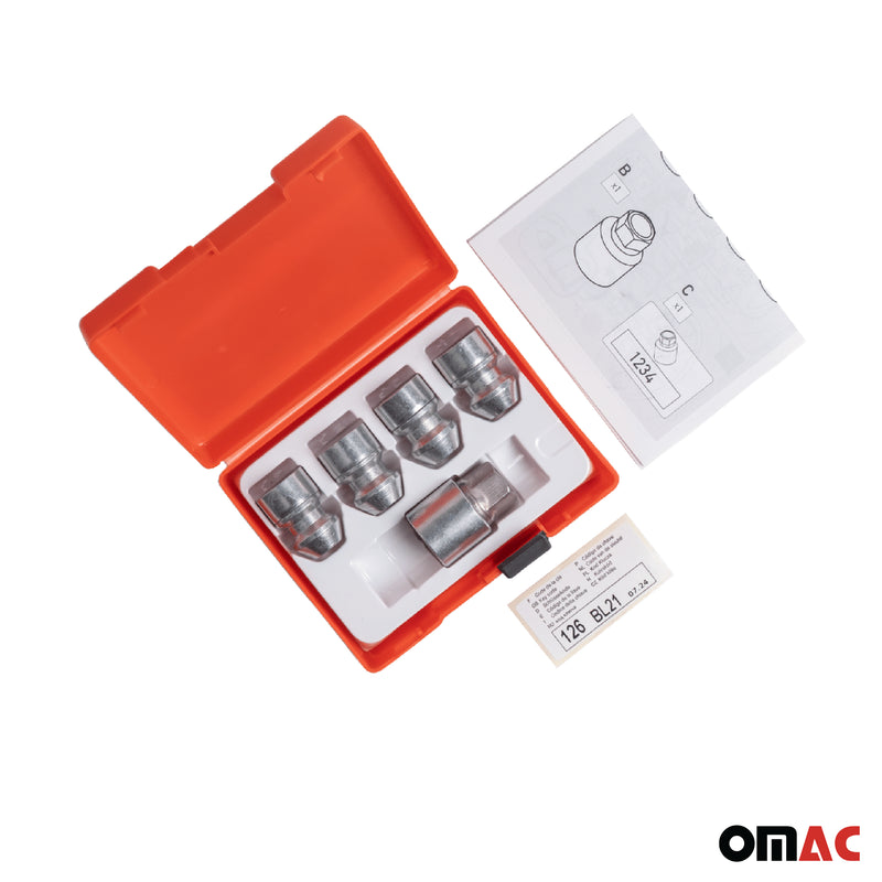 Radschloss Satz für Ssangyong Musso 1993-2005 Felgenschloss Silber 4tlg M12X1.5