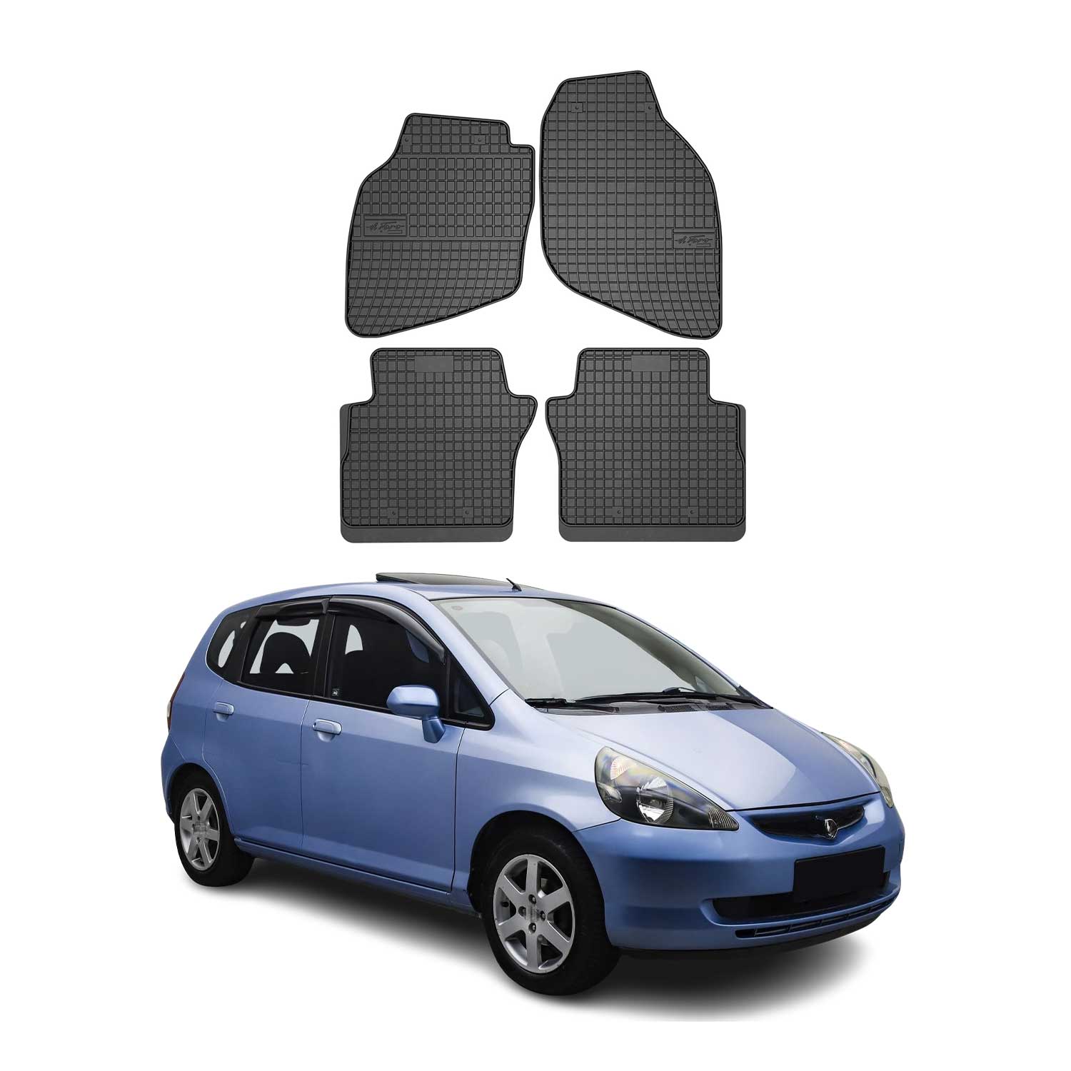 OMAC Gummi Fußmatten für Honda Jazz 2001-2008 Automatten Gummi Schwarz 4tlg