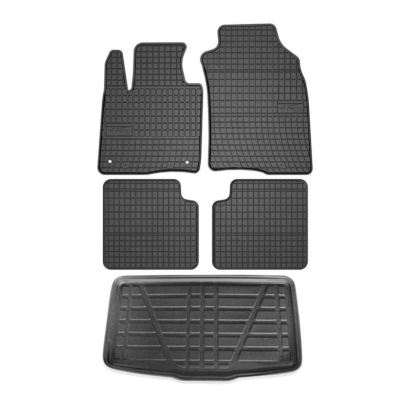 Fußmatten & Kofferraumwanne Set für Fiat Panda 2012-2024 5tür Gummi Schwarz 5x