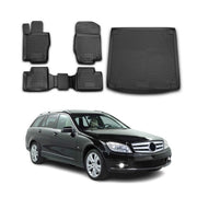 Fußmatten & Kofferraumwanne Set für Mercedes C Klasse S204 T-Model 2007-2014 TPE