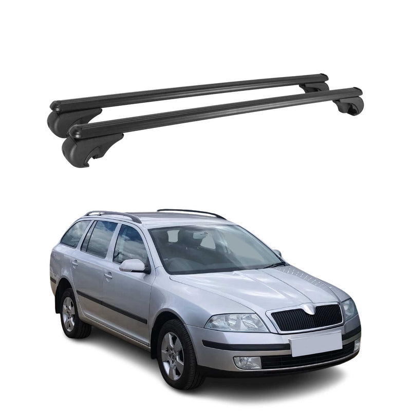 Dachträger Grundtäger für Skoda Octavia mk2 Kombi 2004-2013 75kg Alu Schwarz 2x