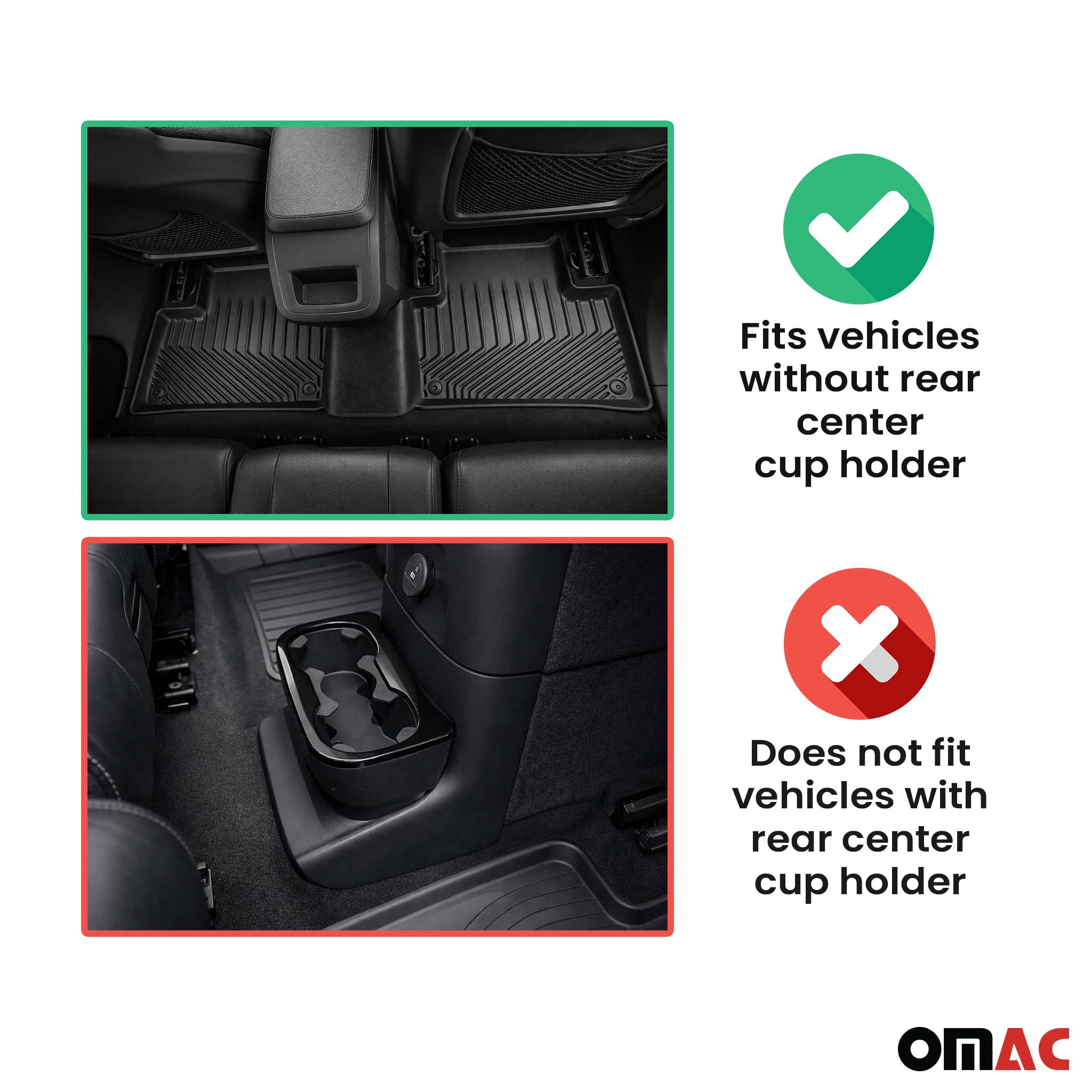 OMAC Gummimatten Fußmatten für Ford Fiesta 4tür 2008-2017 TPE Matten Schwarz 4x