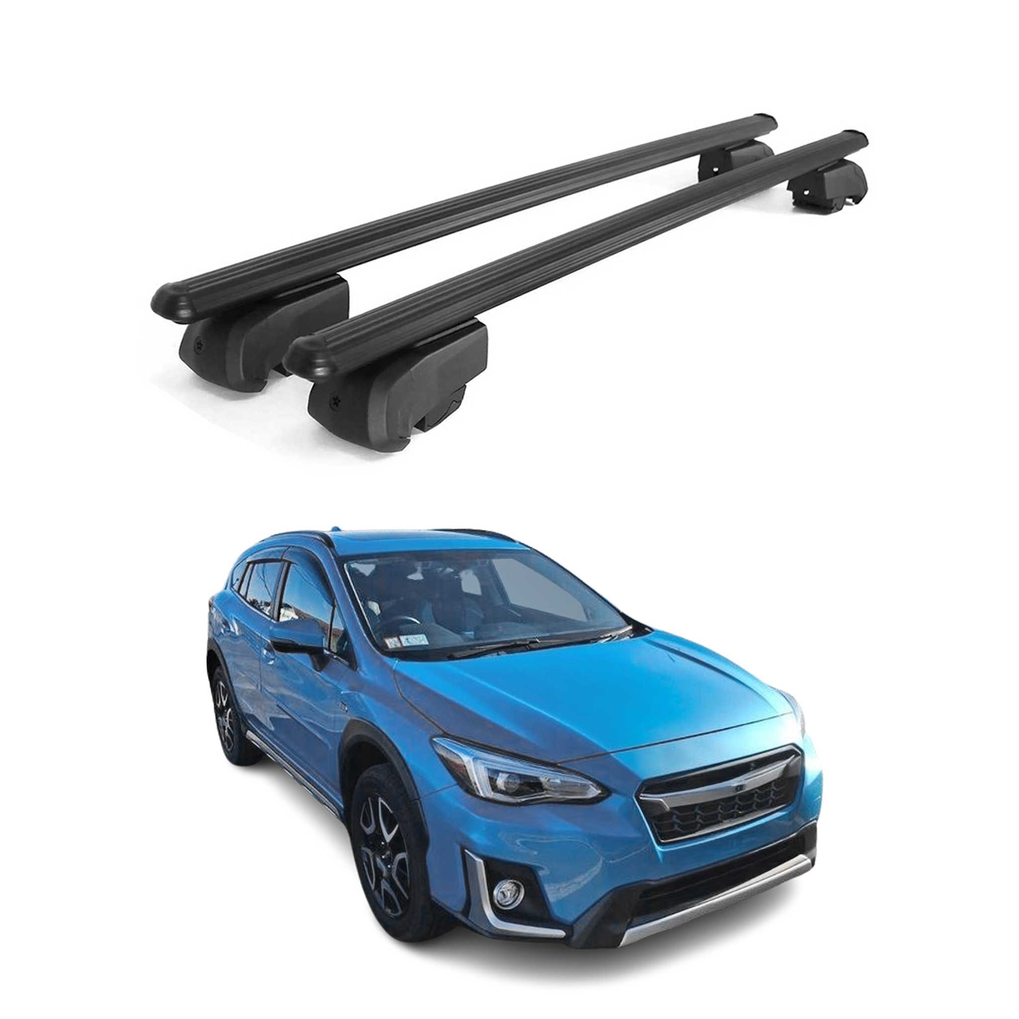 Dachträger Gepäckträger für Subaru Crosstrek Hybrid 2019-2023 ABE Schwarz 2x