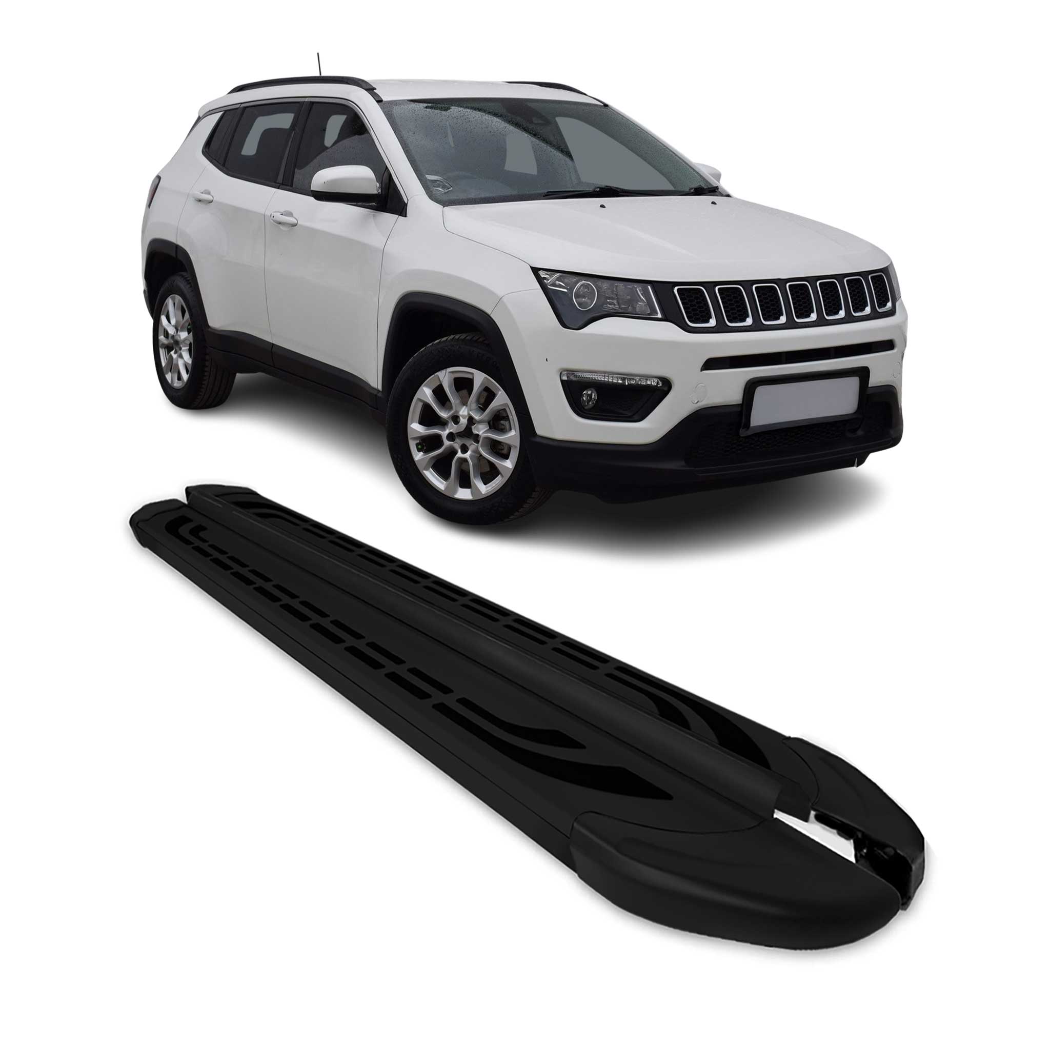 Trittbretter Seitenschweller Seitenbretter für Jeep Compass 2017-24 Alu Schwarz