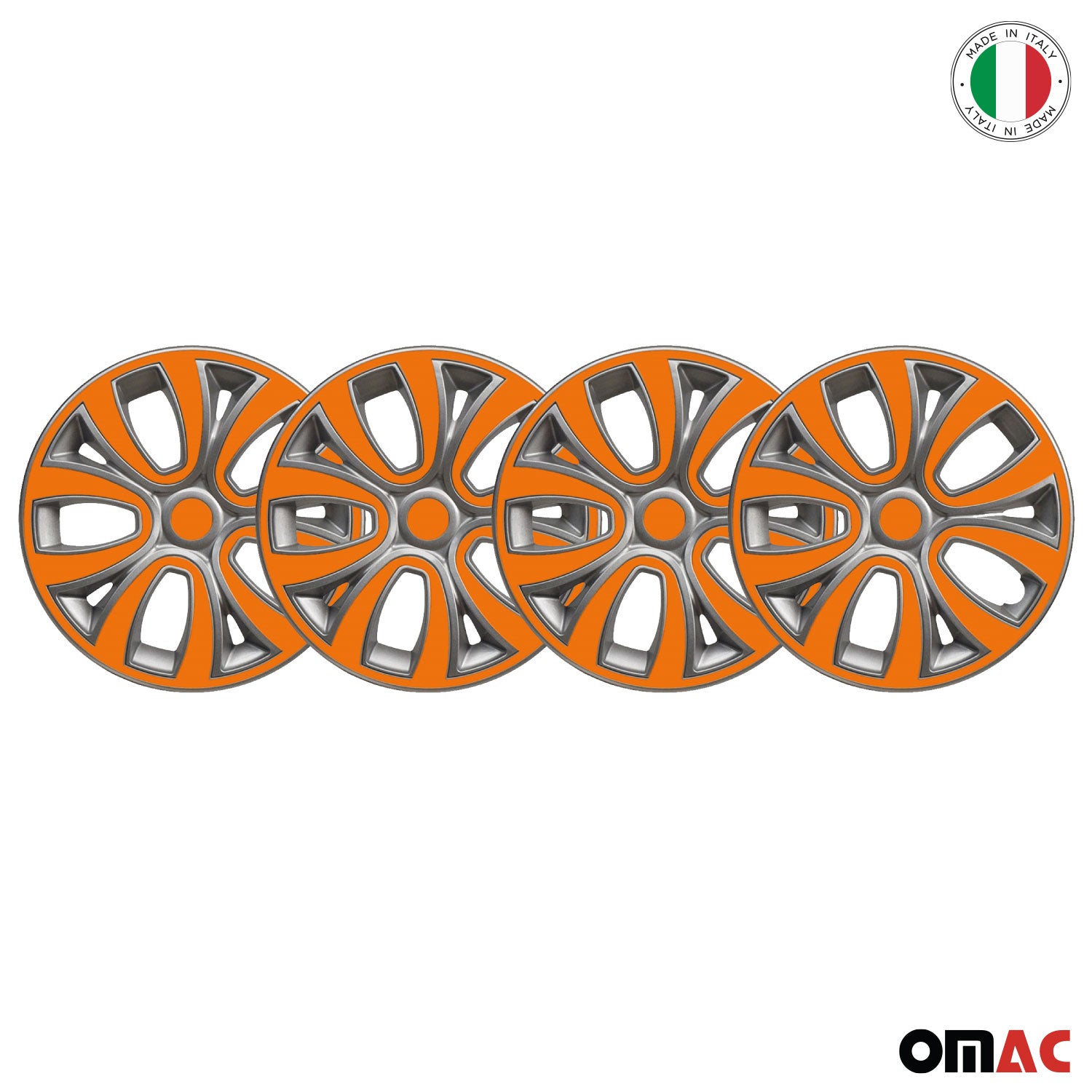 4x Radblenden Radkappen Radzierblenden für 14" Zoll Stahlfelgen Silber Orange