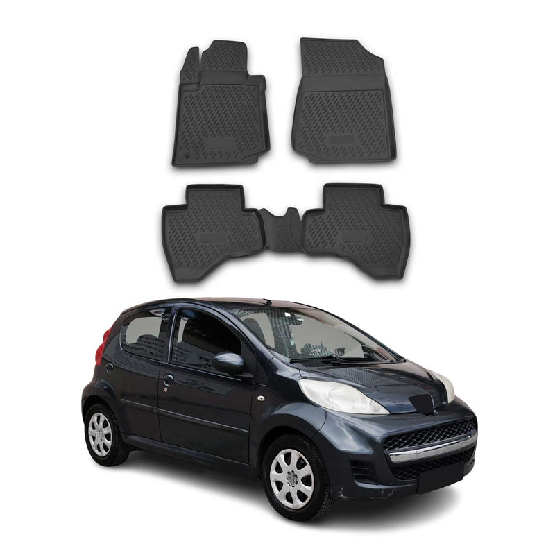 OMAC Gummimatten Fußmatten für Peugeot 107 2005-2014 TPE Automatten Schwarz