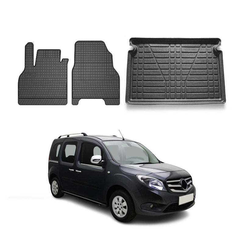 Fußmatten & Kofferraumwanne Set für Mercedes Citan W420 2021-2025 Gummi 3x