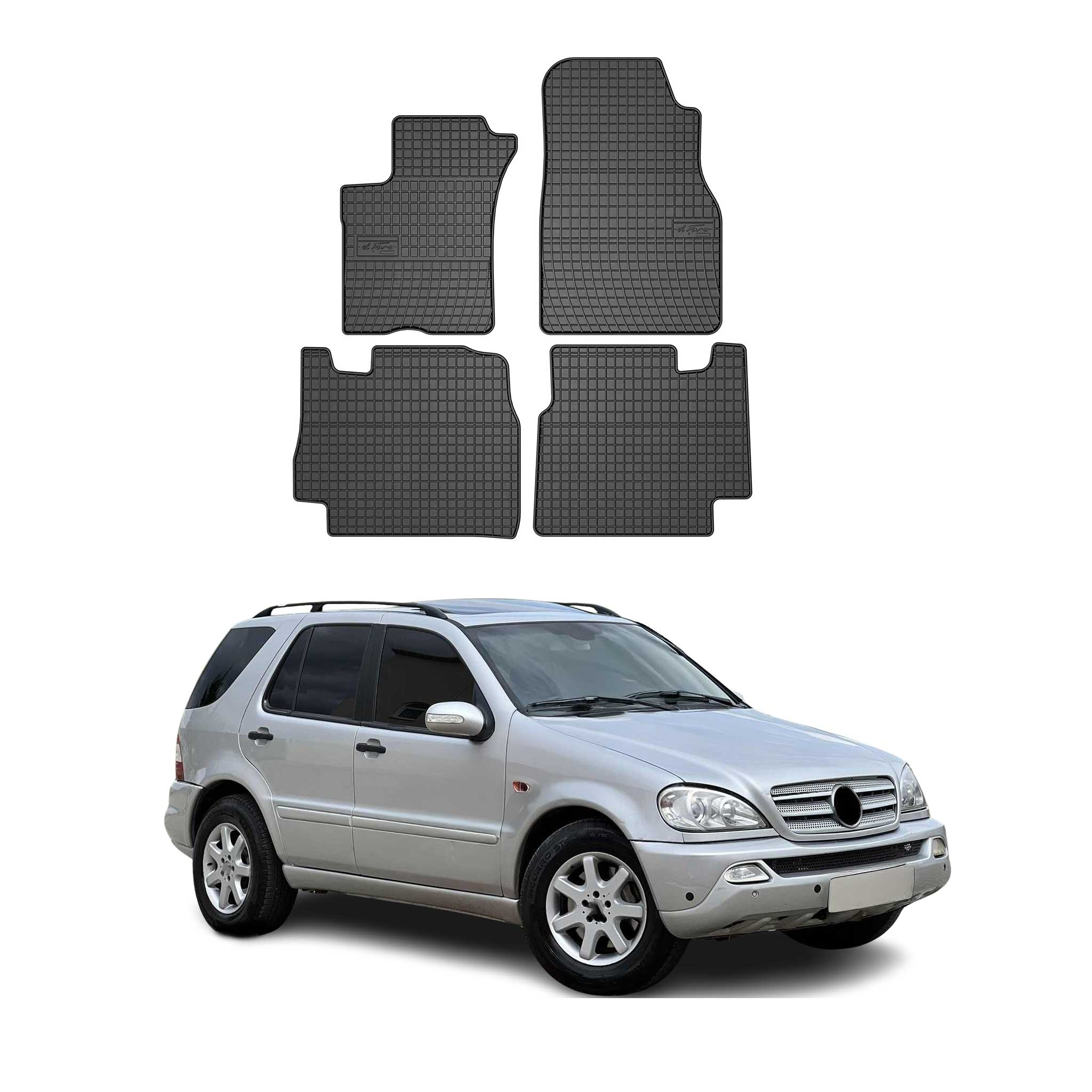 OMAC Gummi Fußmatten für Mercedes M Klasse W163 2002-2005 Automatten Schwarz 4x