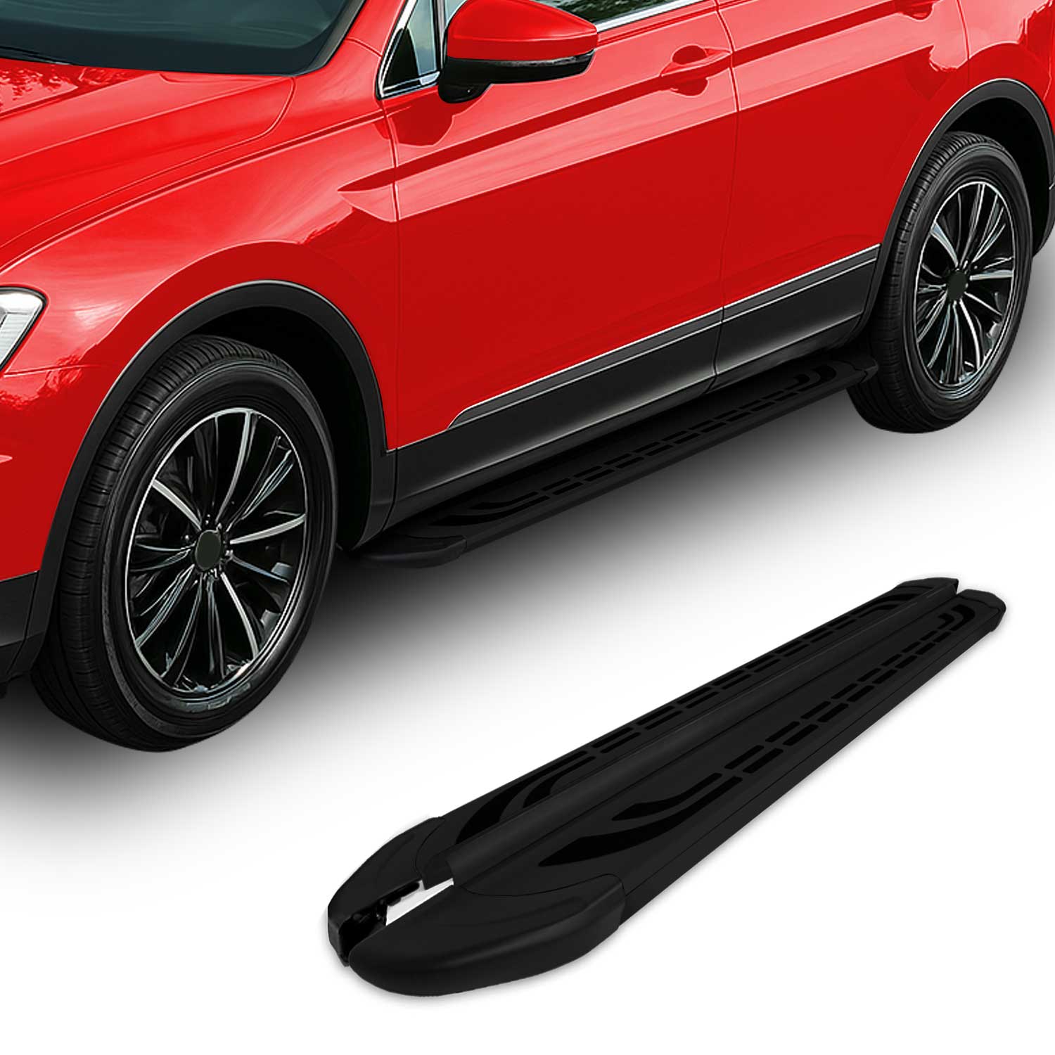 Trittbretter Seitenschweller Seitenbretter für Fiat Fiorino 2008-21 Alu Schwarz