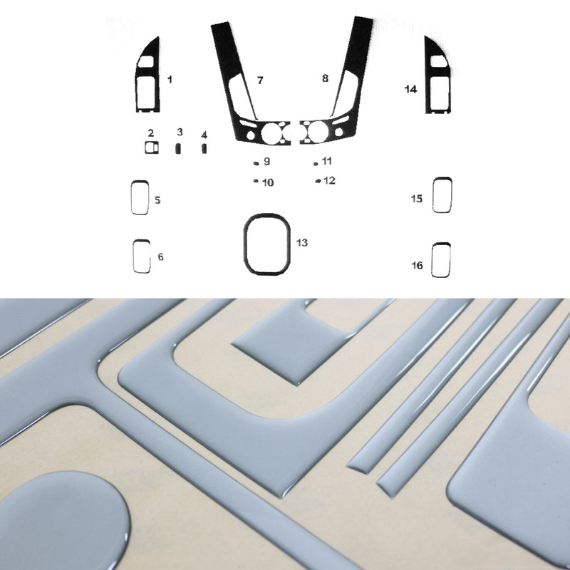 Innenraum Dekor Cockpit für Mitsubishi L200 2007-2014 Aluminium Optik 16tlg