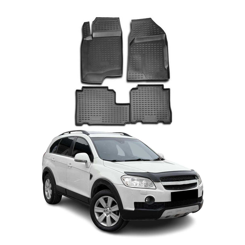 OMAC Gummimatten Fußmatten für Chevrolet Captiva 2006-2017 5Sitz TPE Schwarz 4x