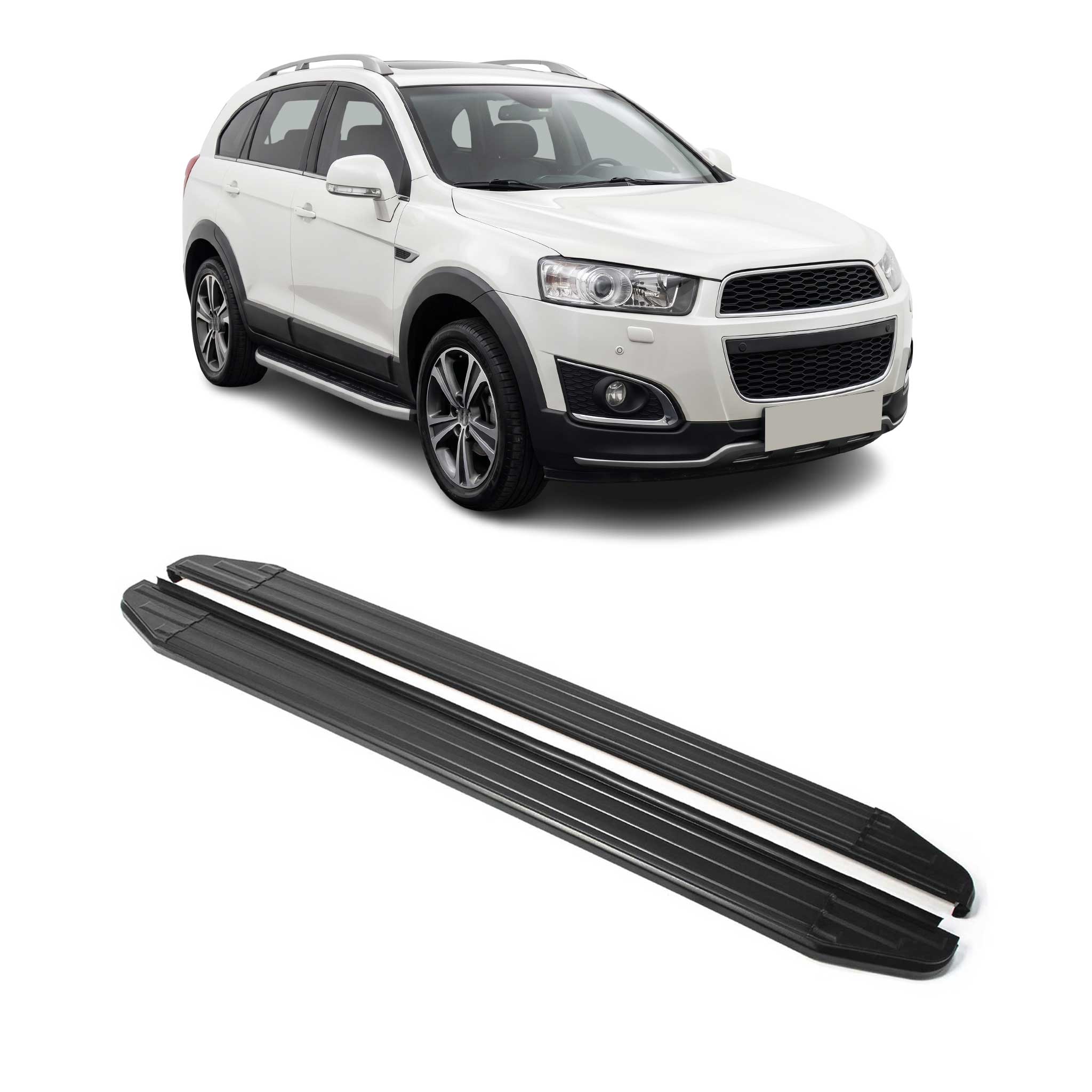 Trittbretter Seitenschweller für Chevrolet Captiva 2011-2016 FL Alu Schwarz ABE