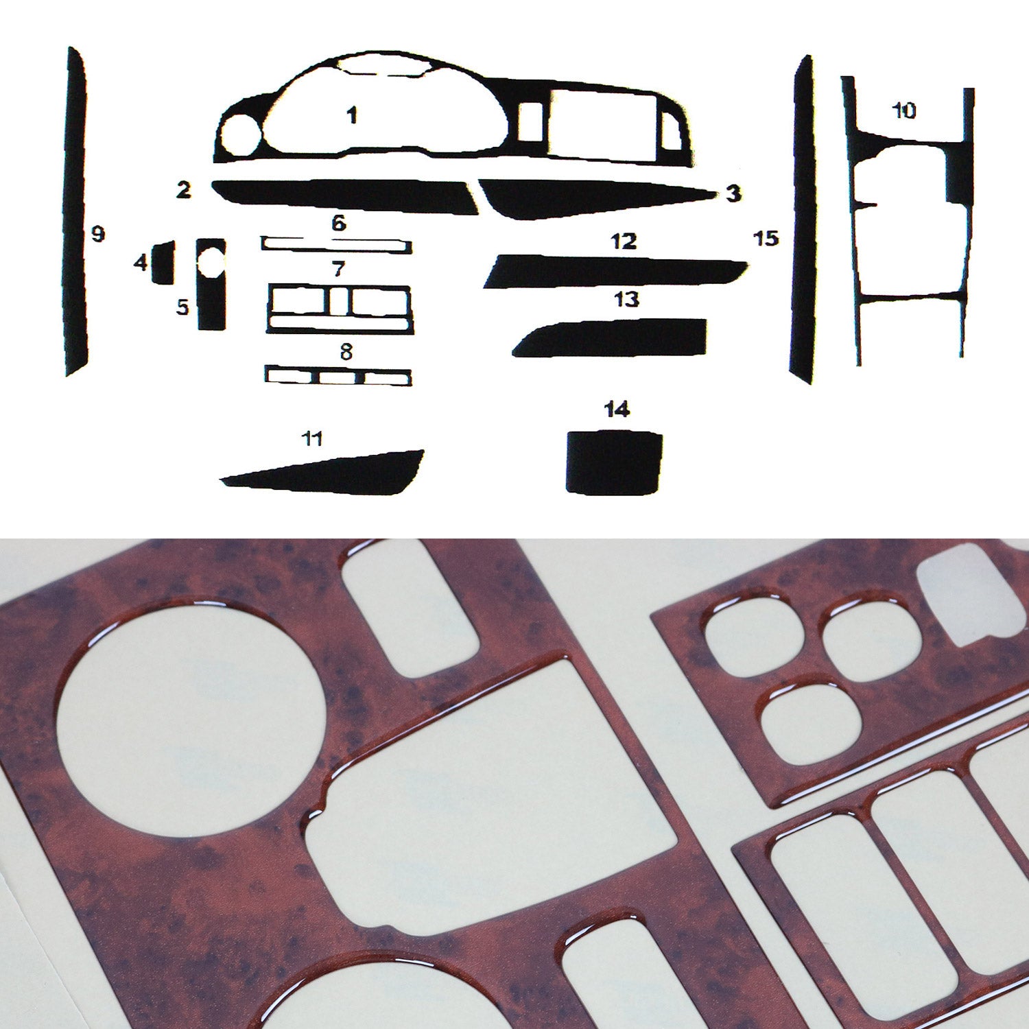 Innenraum Dekor Cockpit für Audi A6 Limo Alload Avant 2004-2011 Wurzelholz Optik