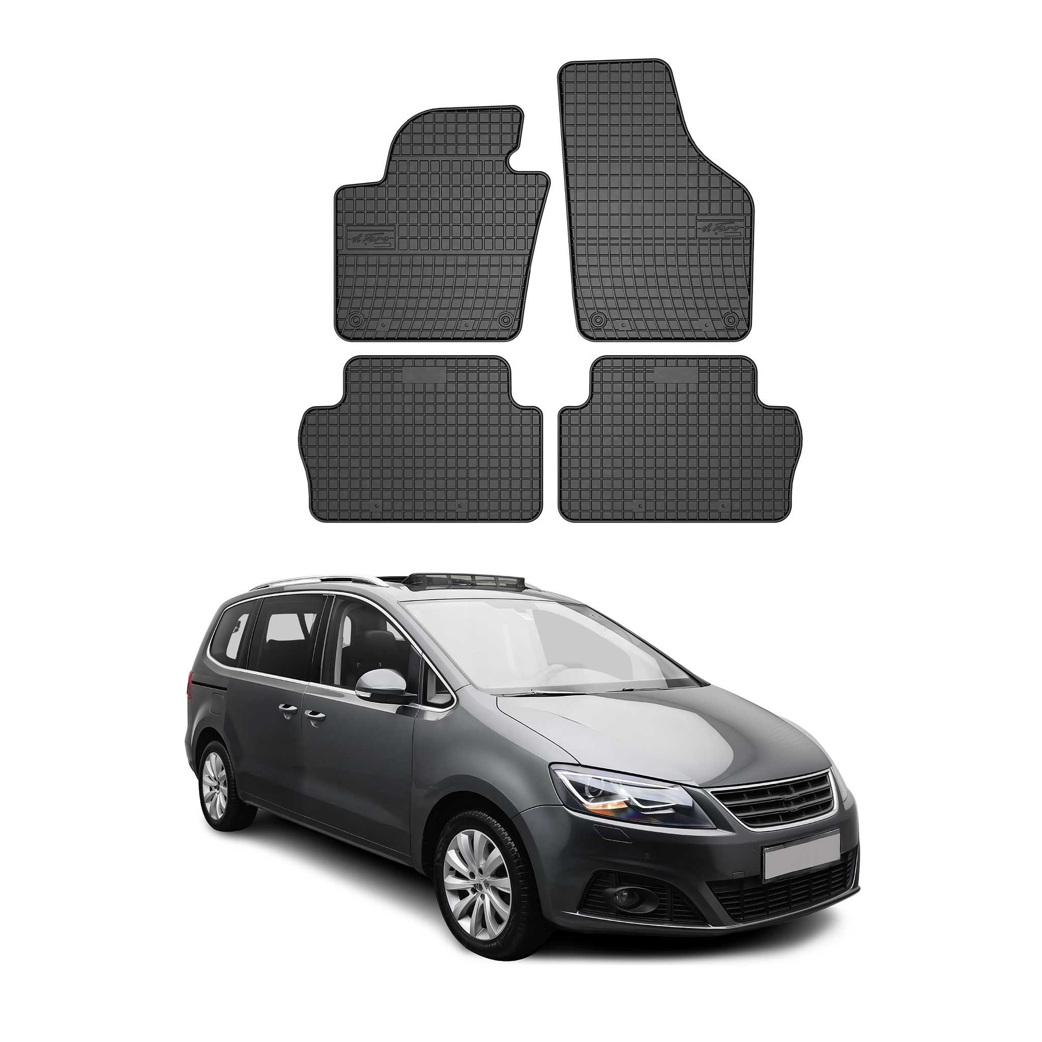 OMAC Gummi Fußmatten für Seat Alhambra 2010-2020 Automatten Gummi TPE Schwarz 4x