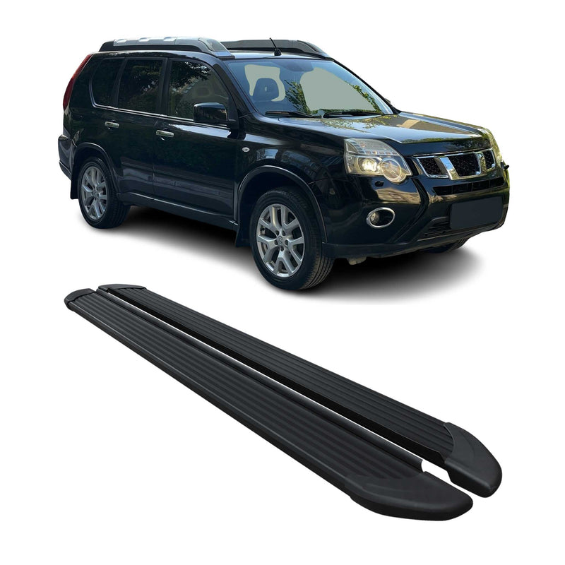 Seitenschweller Trittbretter Schweller für Nissan X-Trail 2008-2014 Alu Schwarz