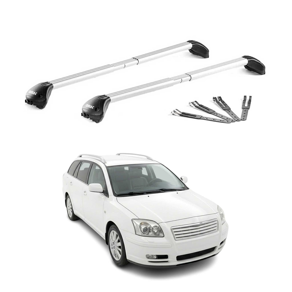 Dachträger Grundtäger für Toyota Avensis I II Kombi 1997-2008 Alu Grau 2x ABE