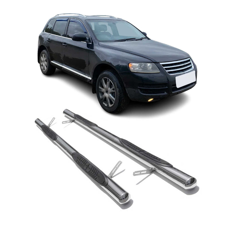 Edelstahl Trittbretter Schwellerrohre für VW Touareg 2003-2017 Edelstahl Silber
