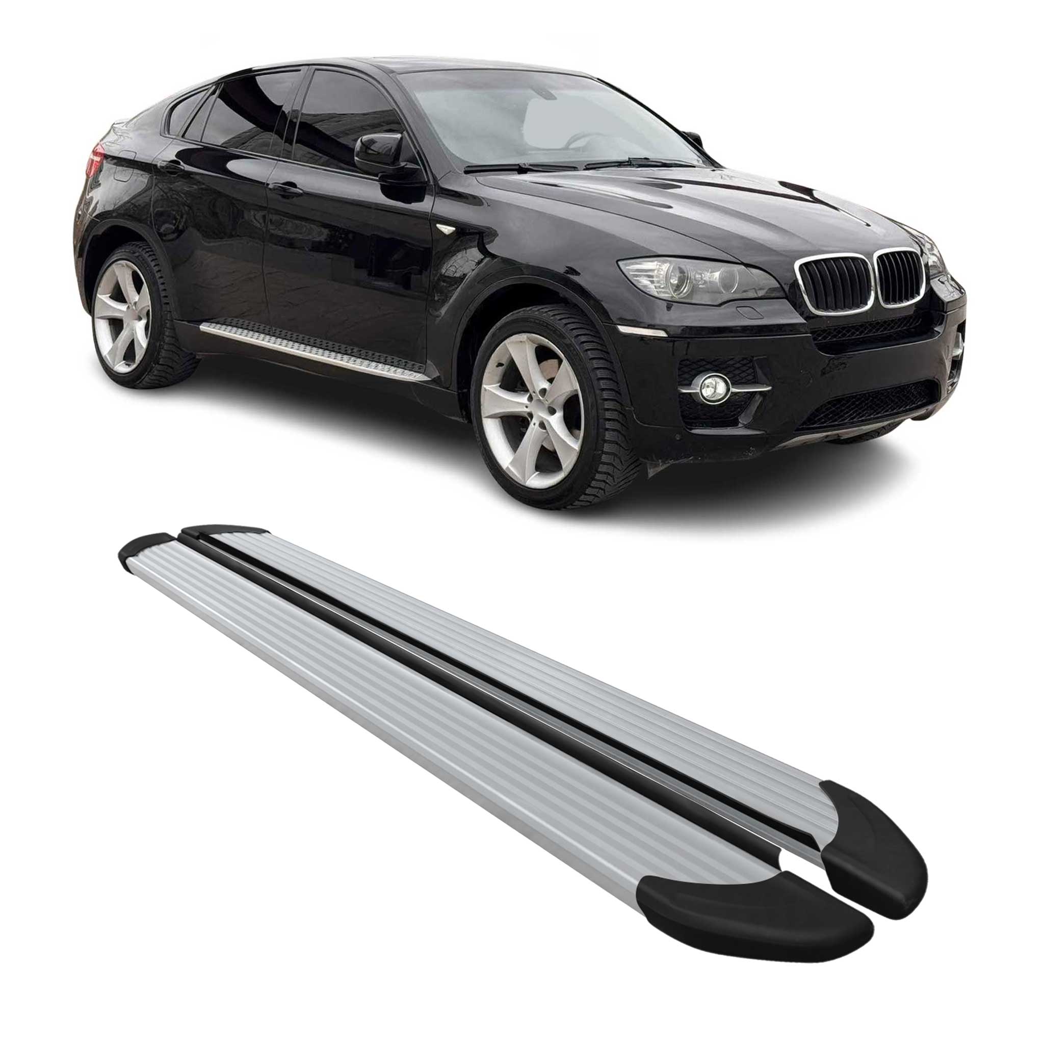 Trittbretter Seitenschweller für BMW X6 2008-2014 Aluminium Silber 2 tlg