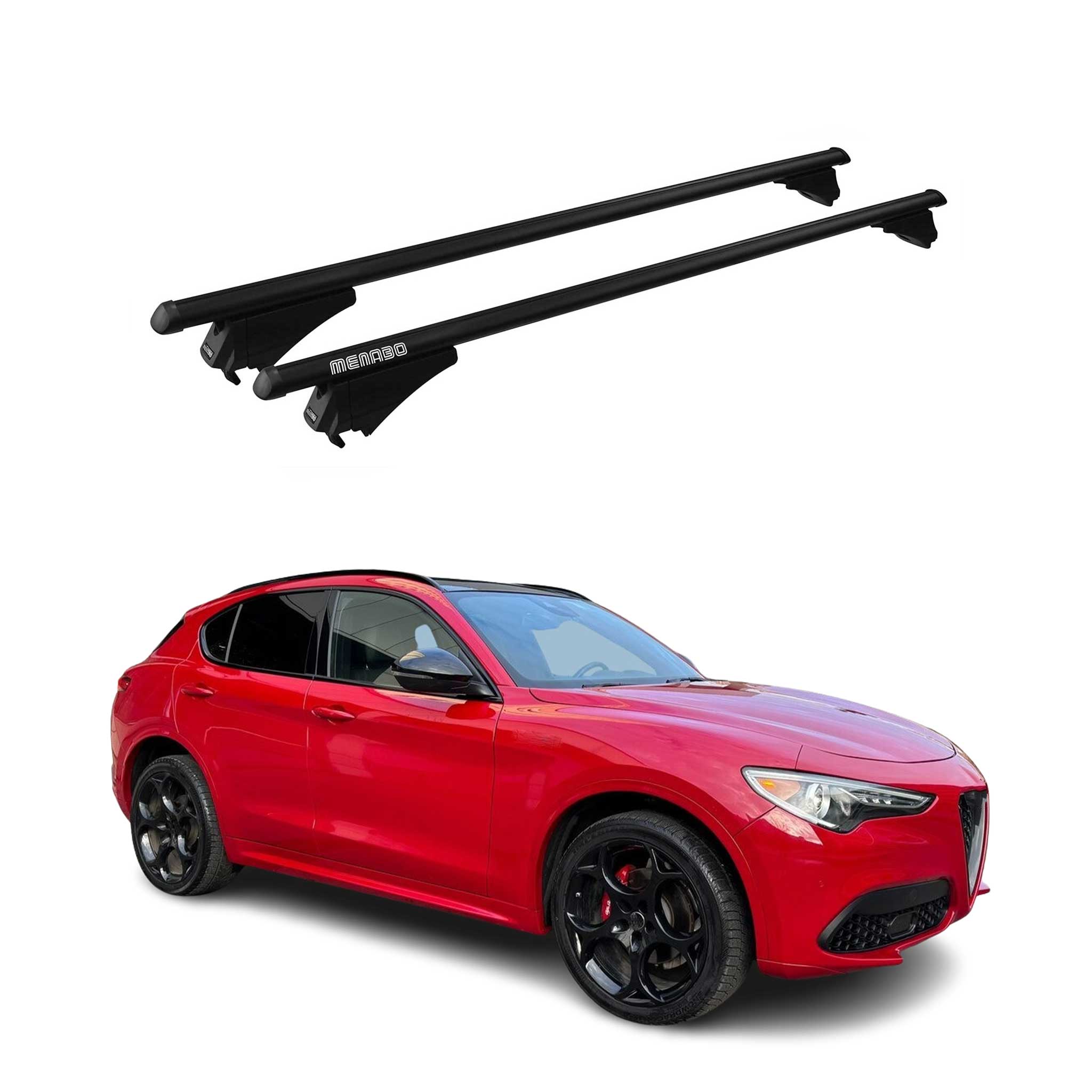 Menabo Dachträger Grundtäger für Alfa Romeo Stelvio 2016-2026 75kg Alu Schwarz