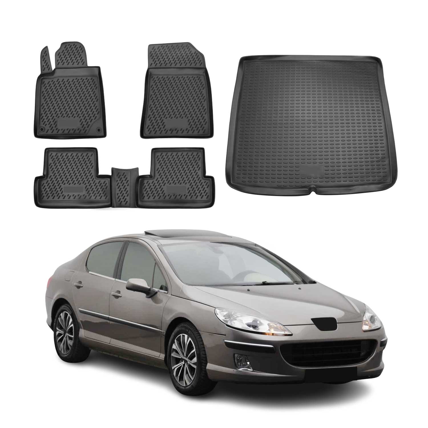 Fußmatten & Kofferraumwanne Set für Peugeot 407 2004-2011 Station Wagon TPE