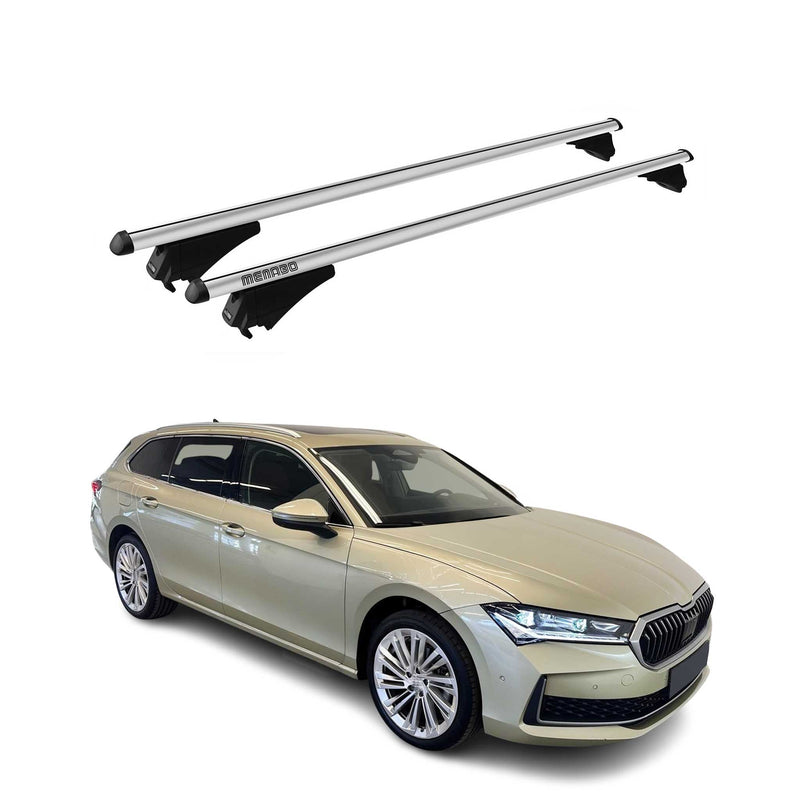 Menabo Dachträger Grundtäger für Skoda Superb IV Wagon 2025 75kg Alu Silber 2x