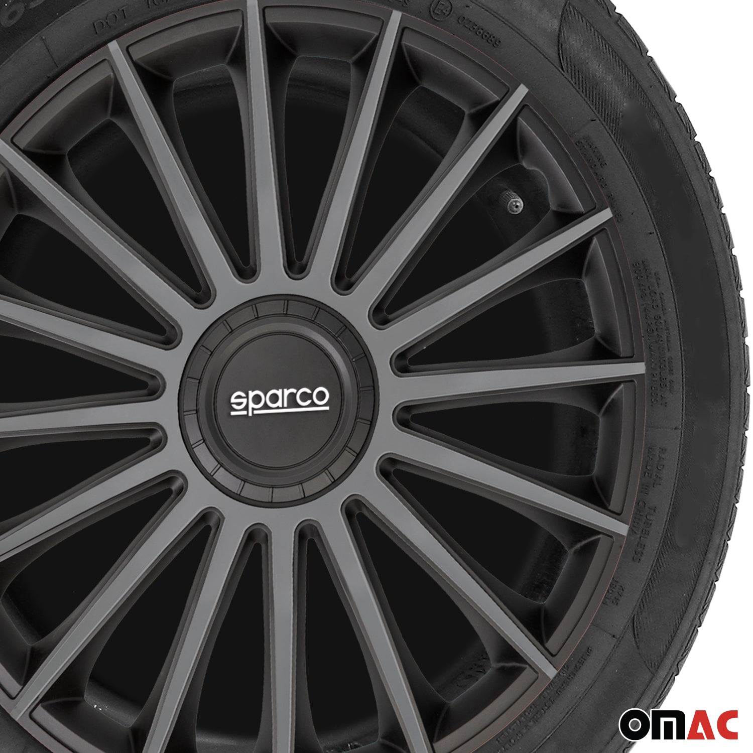 Radkappen Radzierblenden Sparco Treviso 14" Zoll Abdeckung Set Schwarz Grau 4x