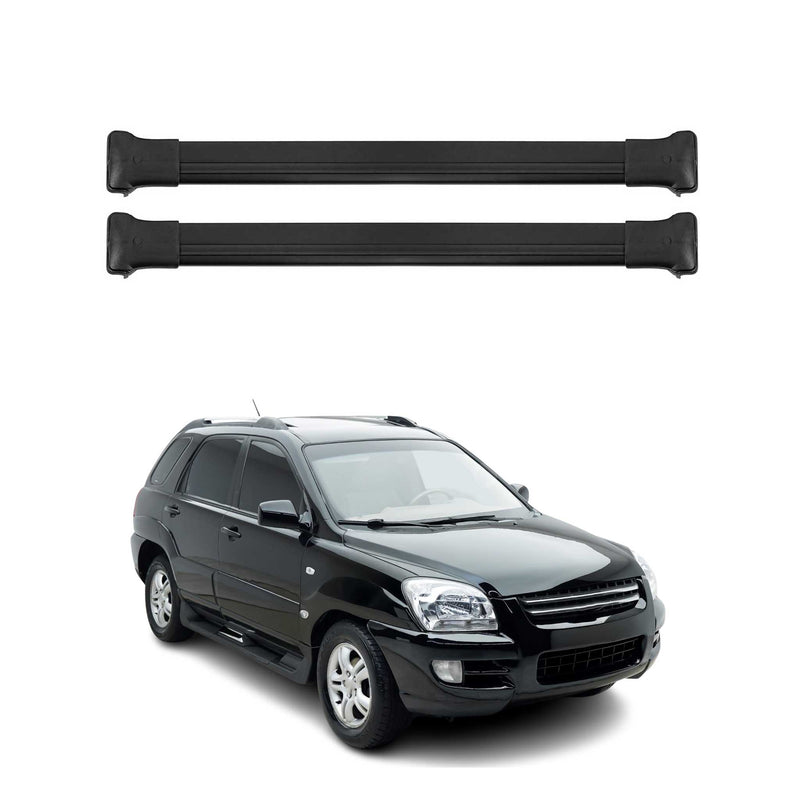 Dachträger Grundtäger für Kia Sportage JE 2004-2010 75kg Aluminium Schwarz 2 tlg